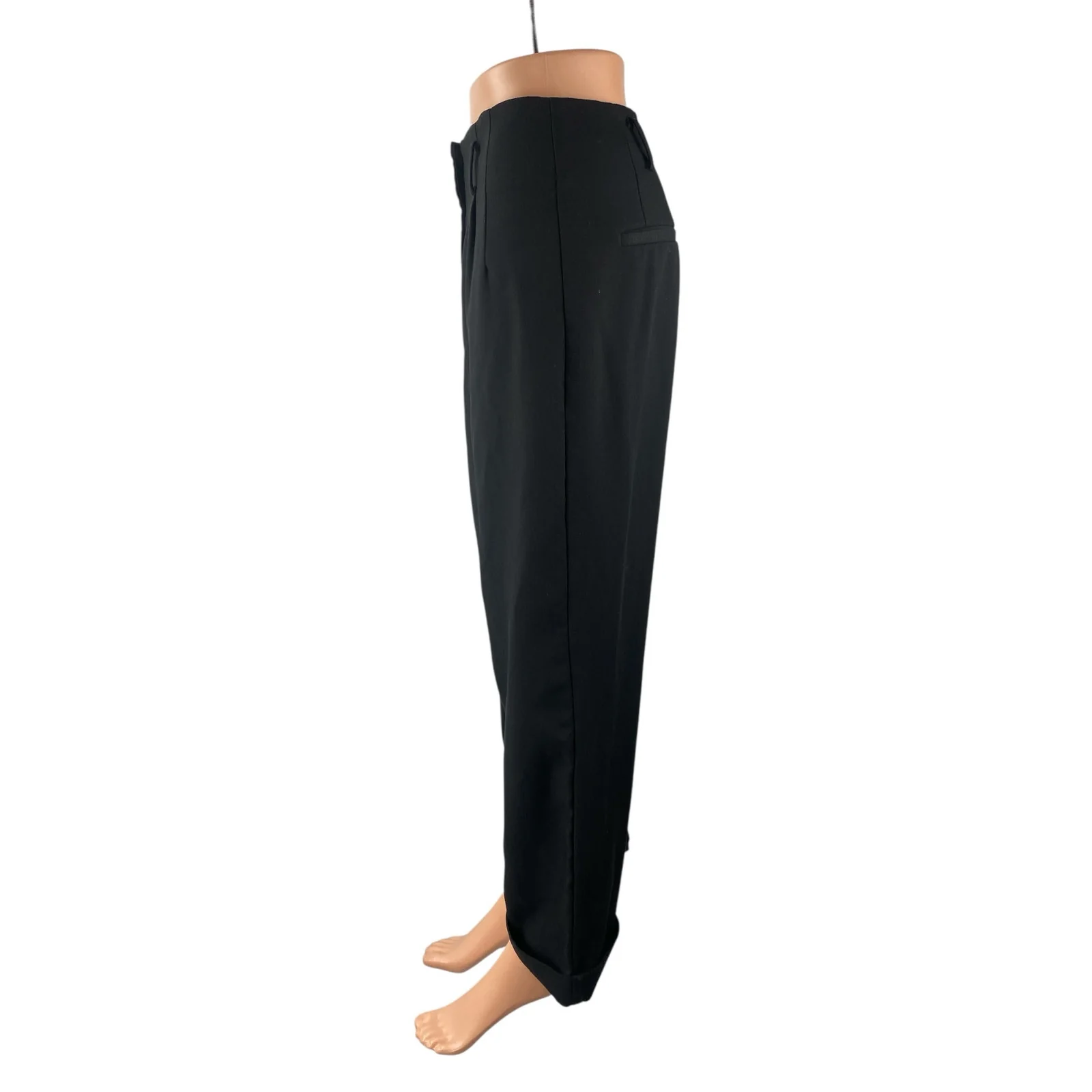 Zara Black Pleated High Rise Loose Straight Wide Leg Trousers Dress Pants Size S - Image 3