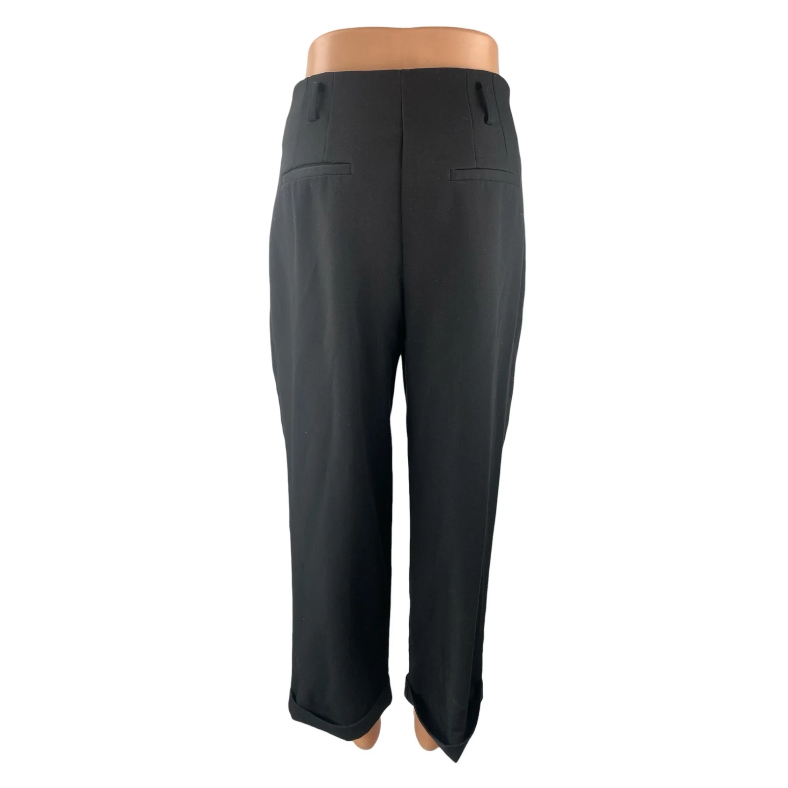 Zara Black Pleated High Rise Loose Straight Wide Leg Trousers Dress Pants Size S - Image 4
