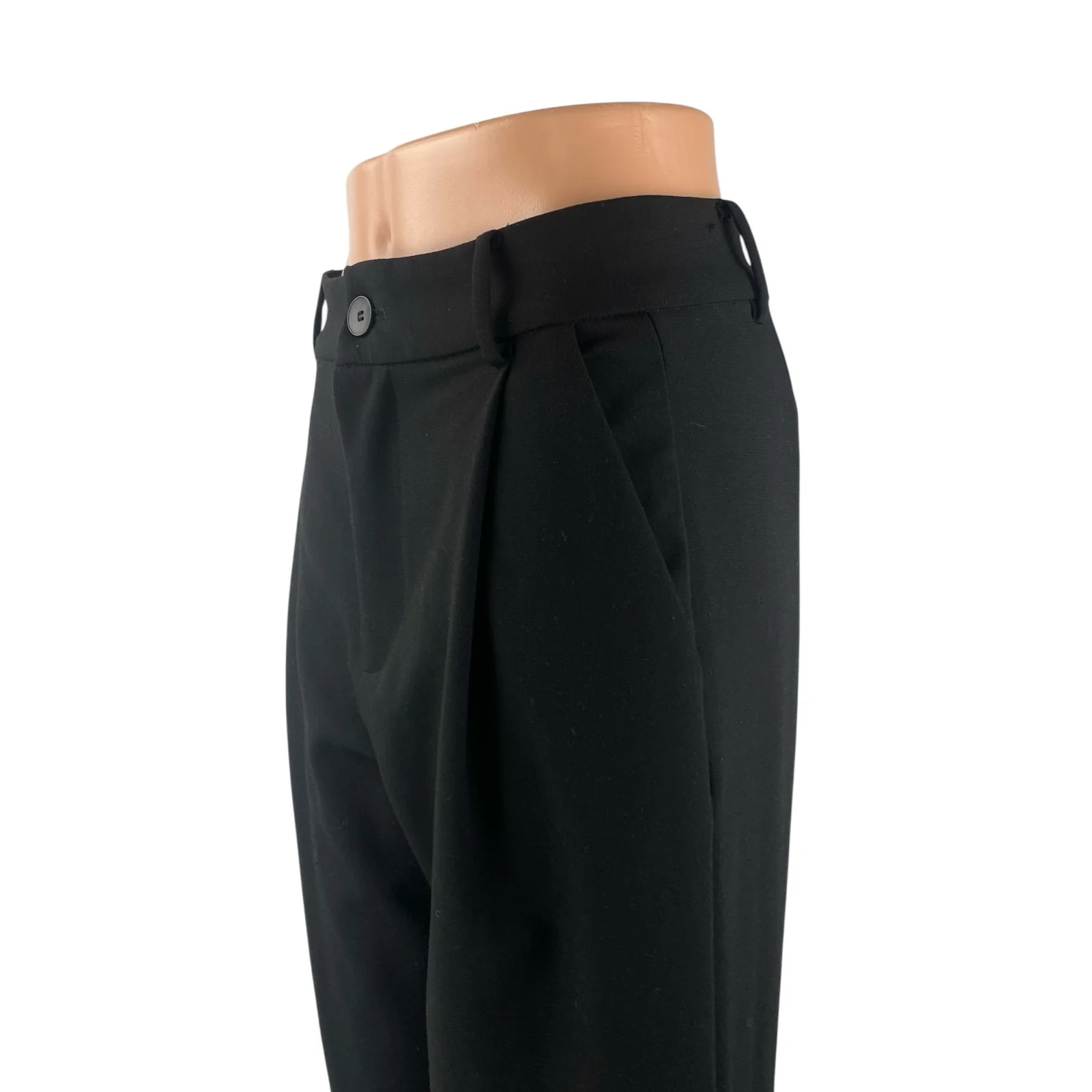 Zara Black Pleated High Rise Loose Straight Wide Leg Trousers Dress Pants Sz XS - Image 2