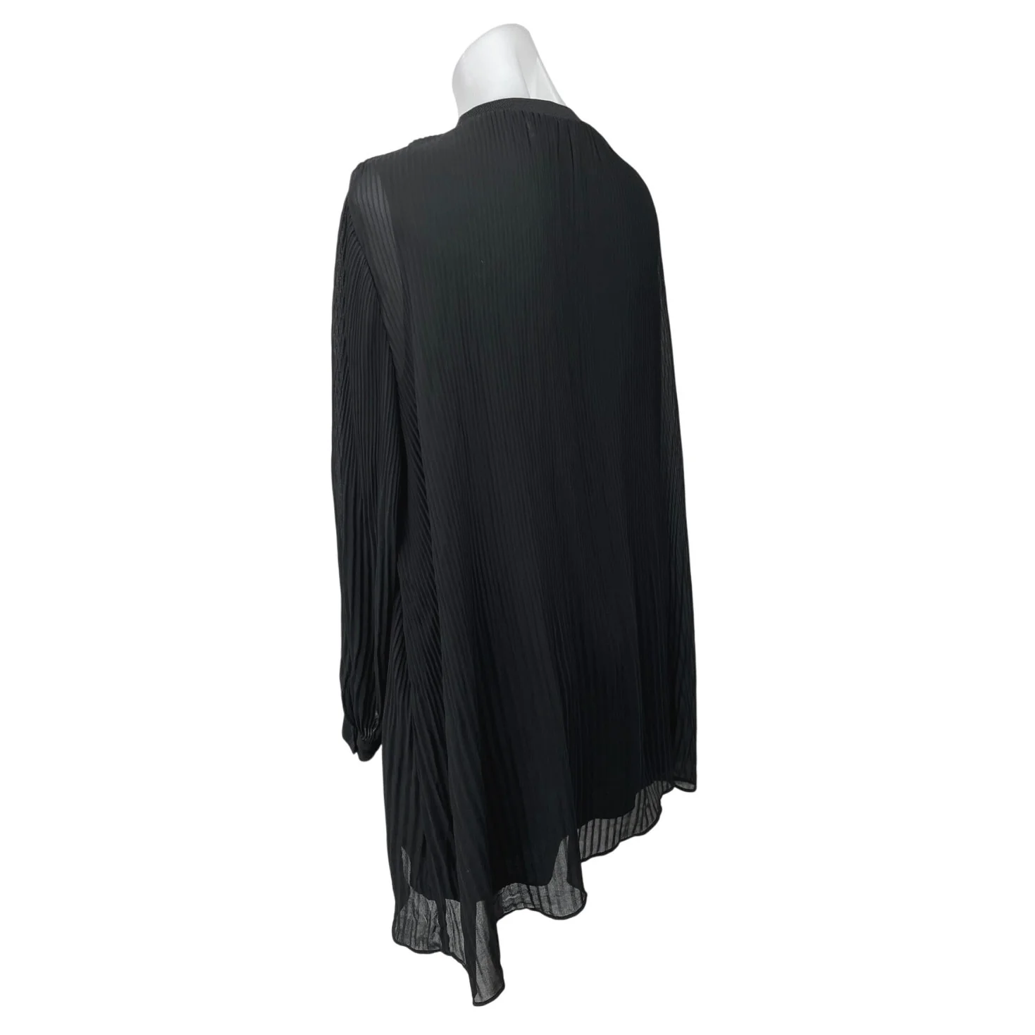 Zara Black Pleated Plisse Crew Neck Pullover Long Sleeve Mini Shift Dress Size M - Image 2
