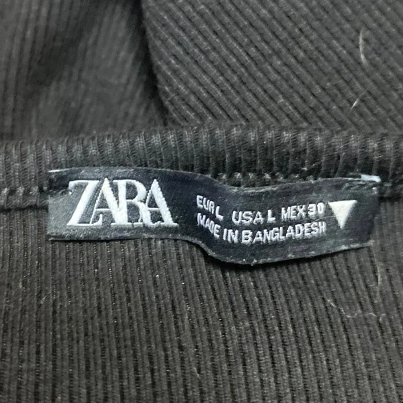 Zara Black Ribbed Knit Long Sleeve Button Up Cardigan Sweater Crop Top Size L - Image 3