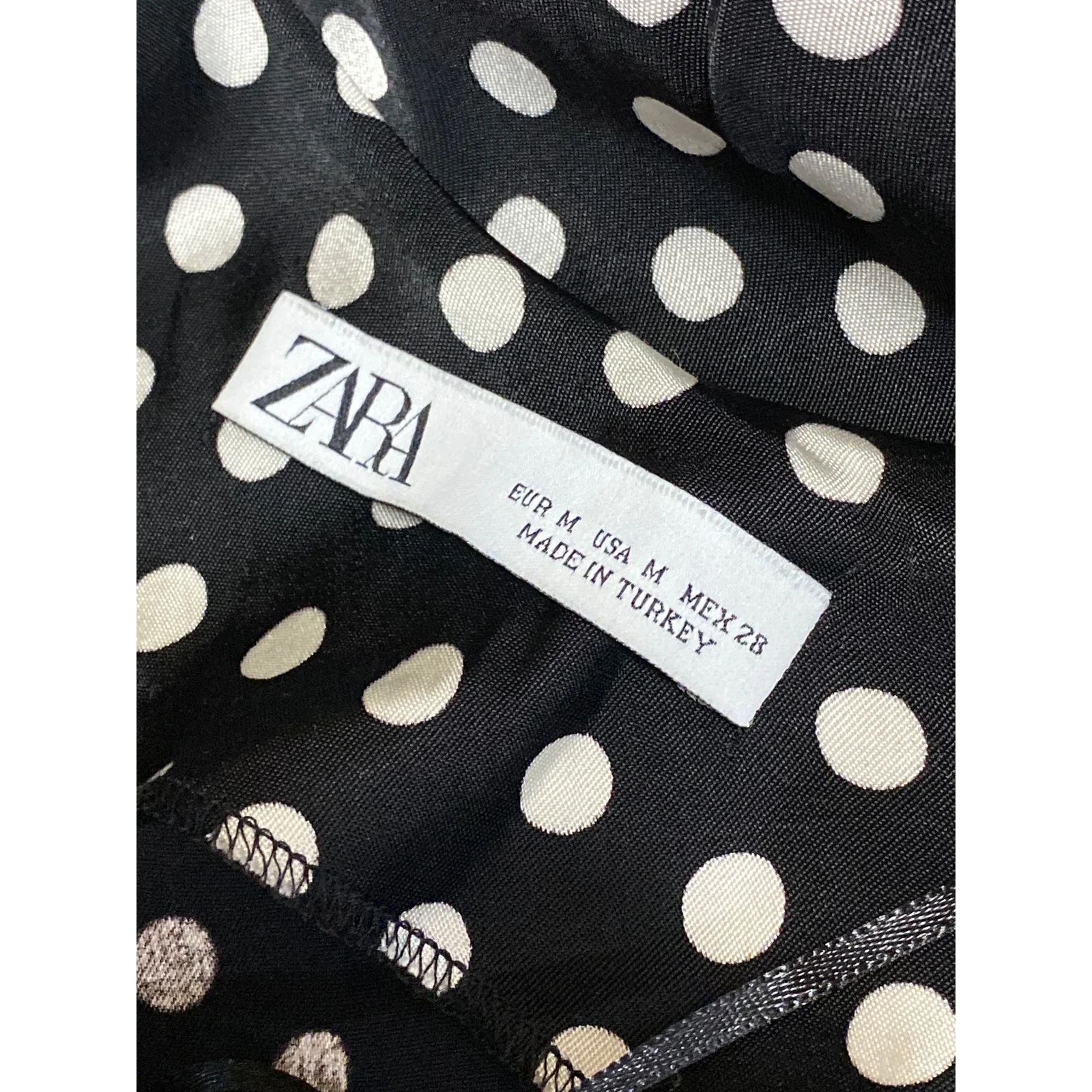 Zara Black Satin Sleeveless Polka Dots Cami Cowl Neck Midi Slip Tank Dress Sz M - Image 4