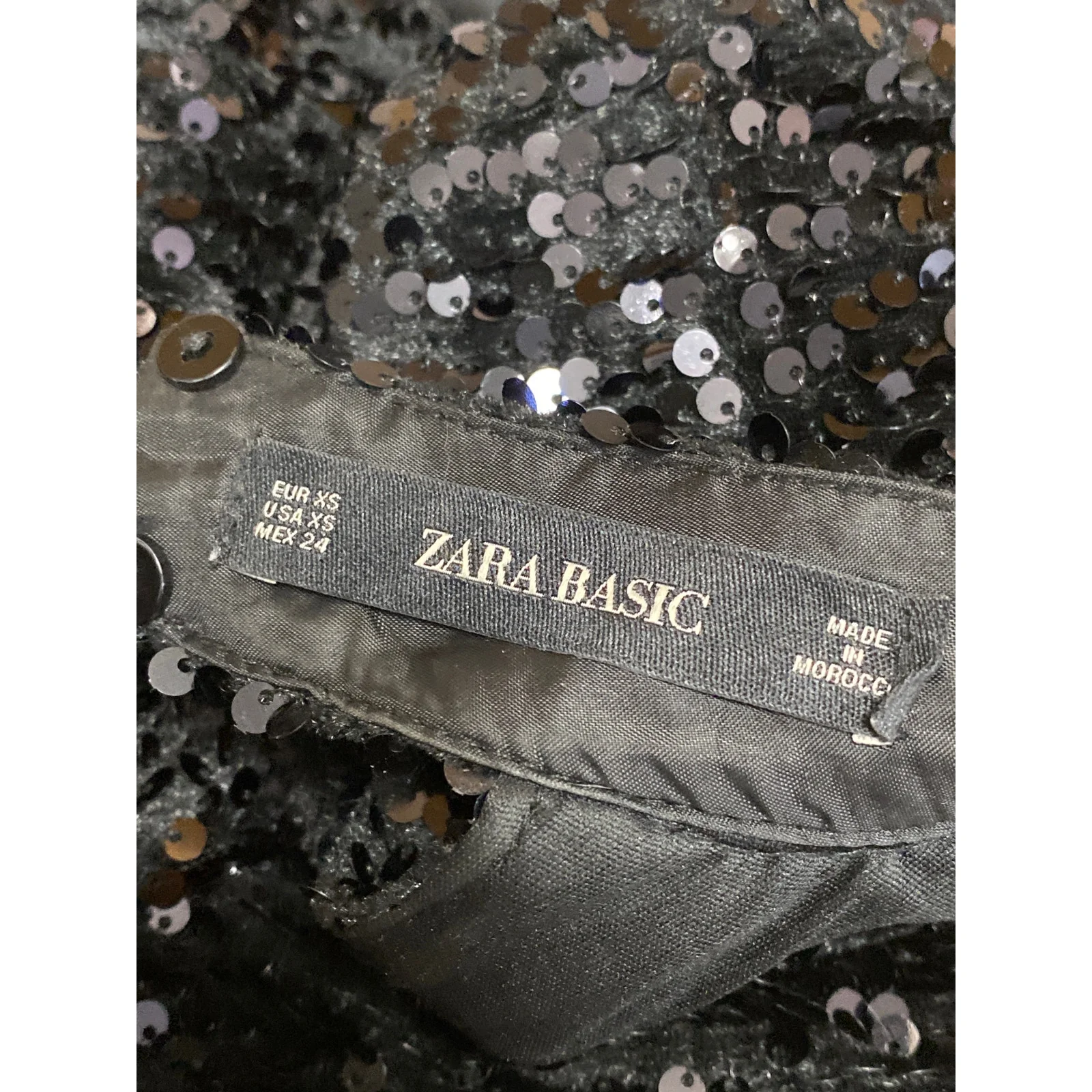 Zara Black Sequin Sparkly Mock Neck Backless Long Sleeve Mini Sheath Dress Sz XS - Image 6