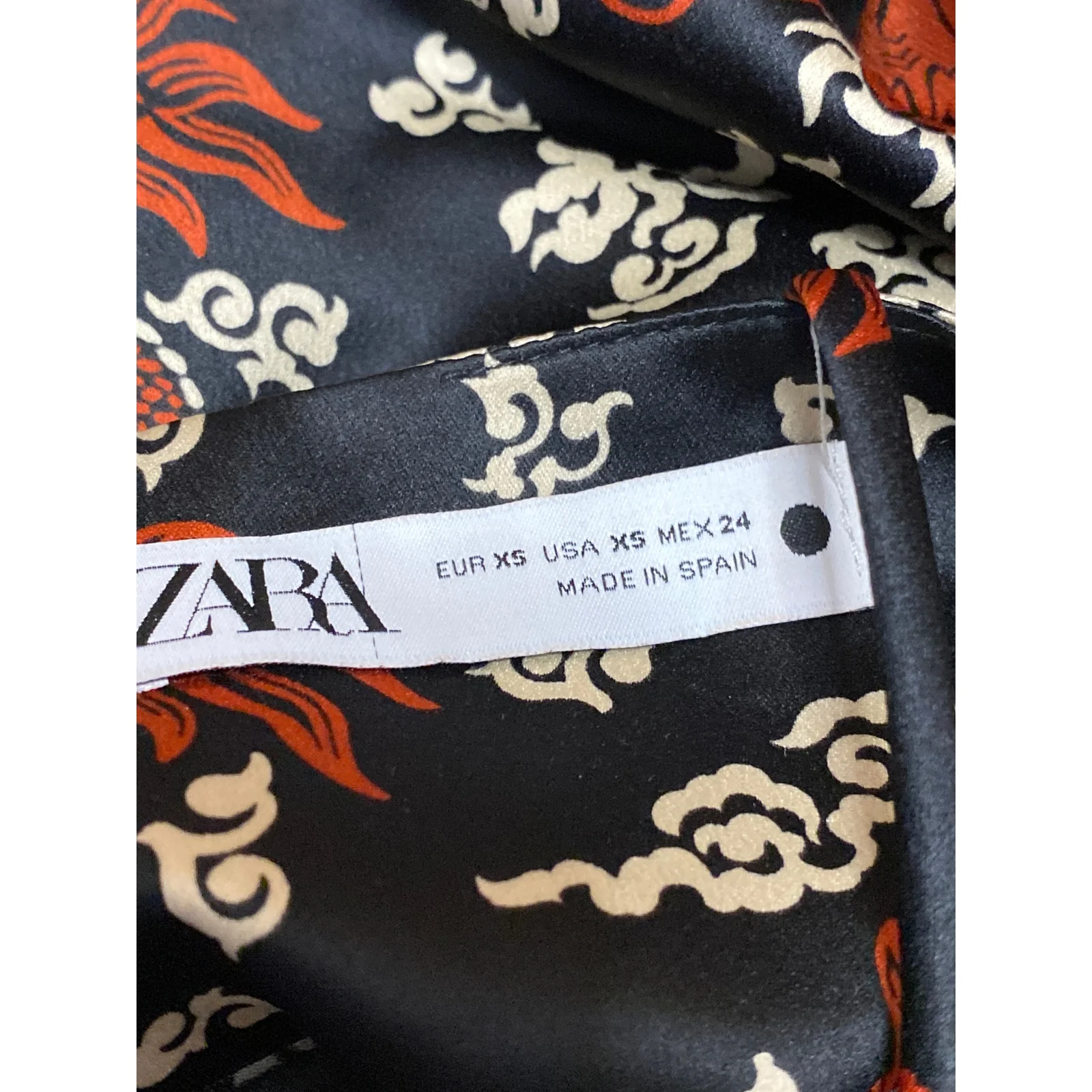 Zara Black Silk Satin Dragon Sleeveless Cami Camisole Tank Mini Slip Dress Sz XS - Image 5