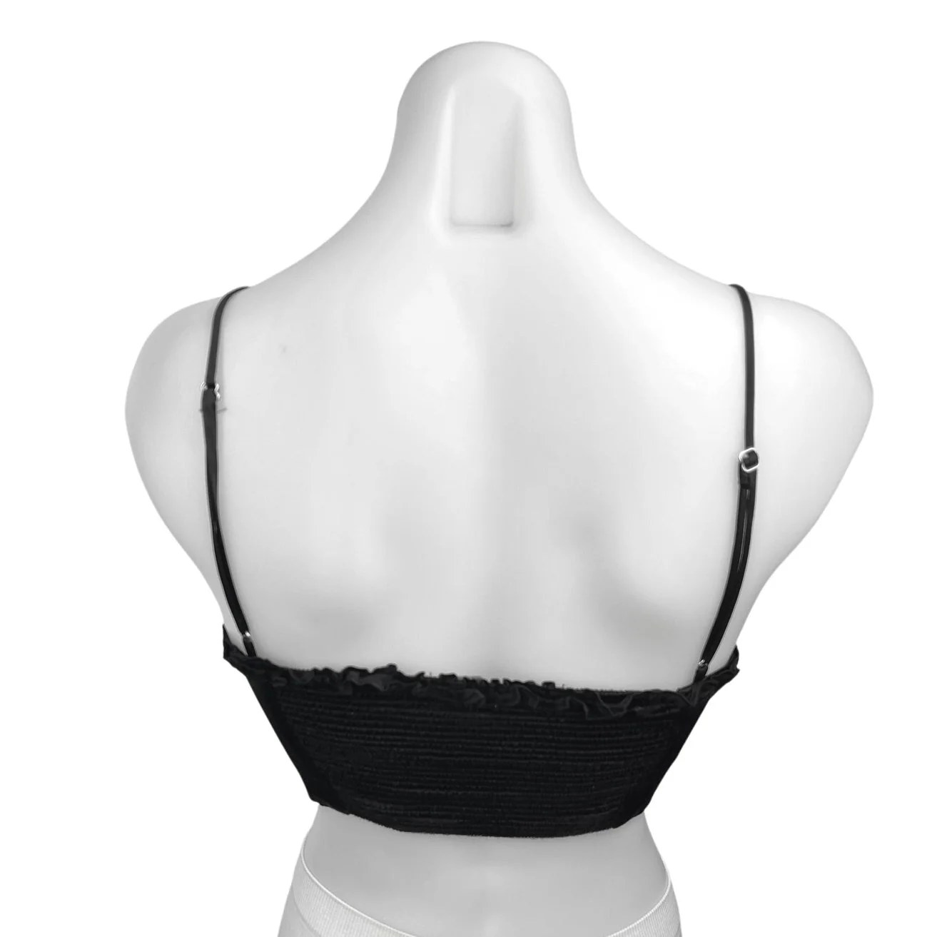 Zara Black Silk Satin Ruffle Button Spaghetti Cami Camisole Crop Tank Top Size S - Image 2