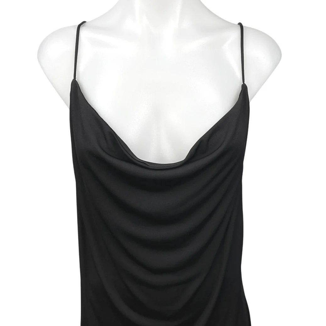 Zara Black Silky Cowl Neck Cami Camisole Midi Backless Tank Slip Dress Size L - Image 3