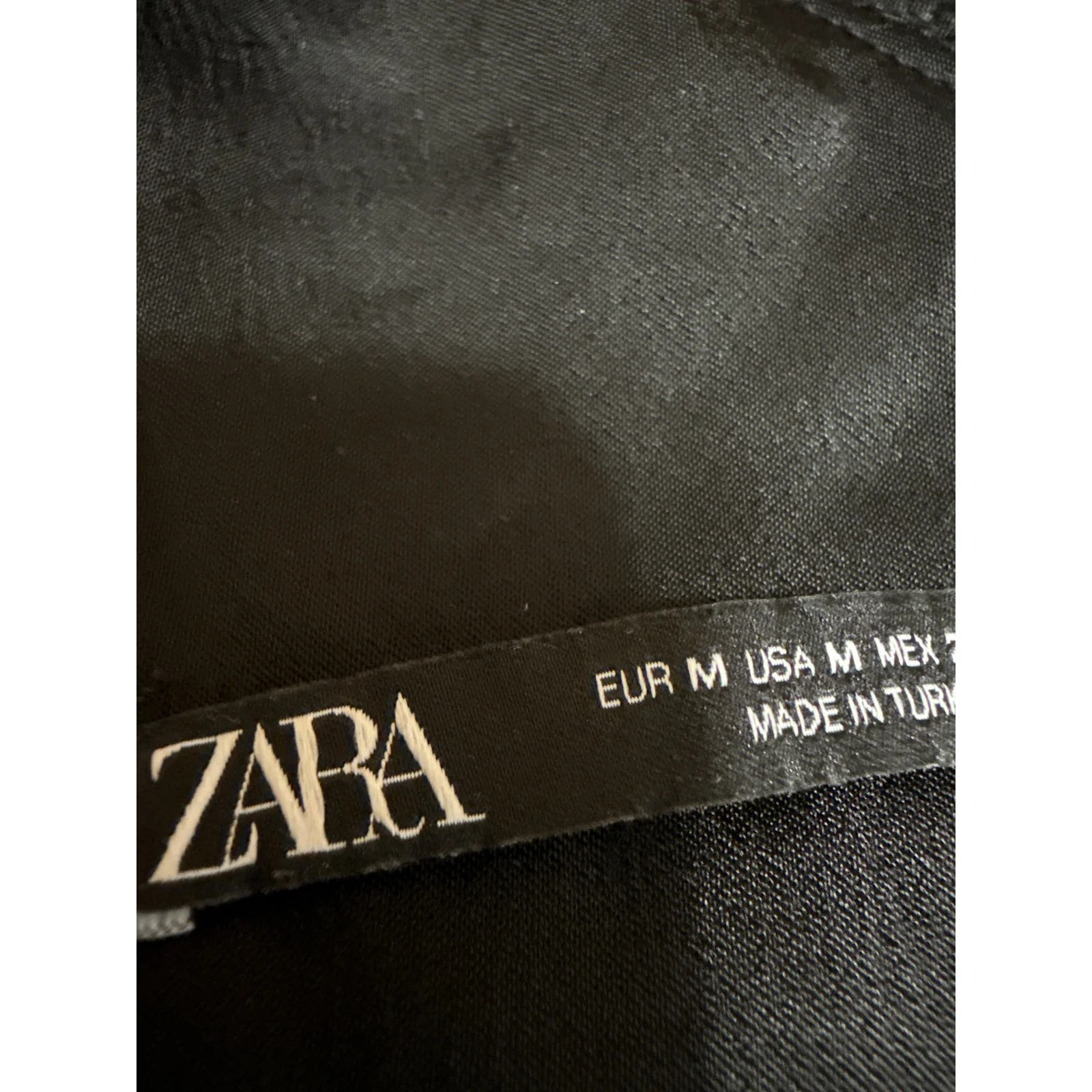 Zara Black Silky Satin Long Sleeve Square Neck Lace Up Back Crop Blouse Top Sz M - Image 3