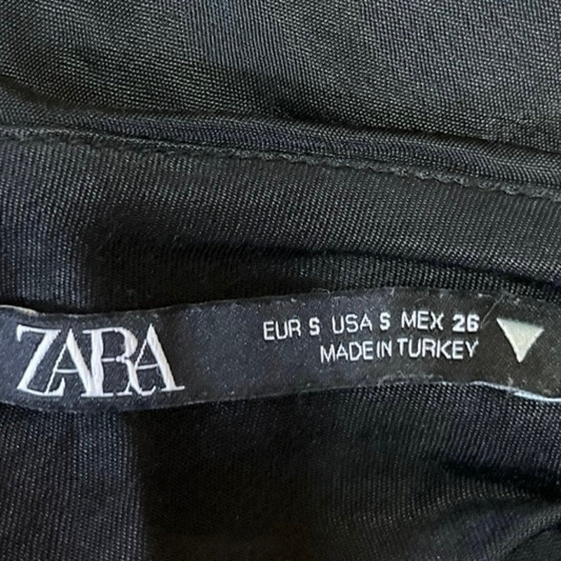 Zara Black Silky Satin Spaghetti Strap Cowl Neck Camisole Crop Tank Top Size S - Image 3