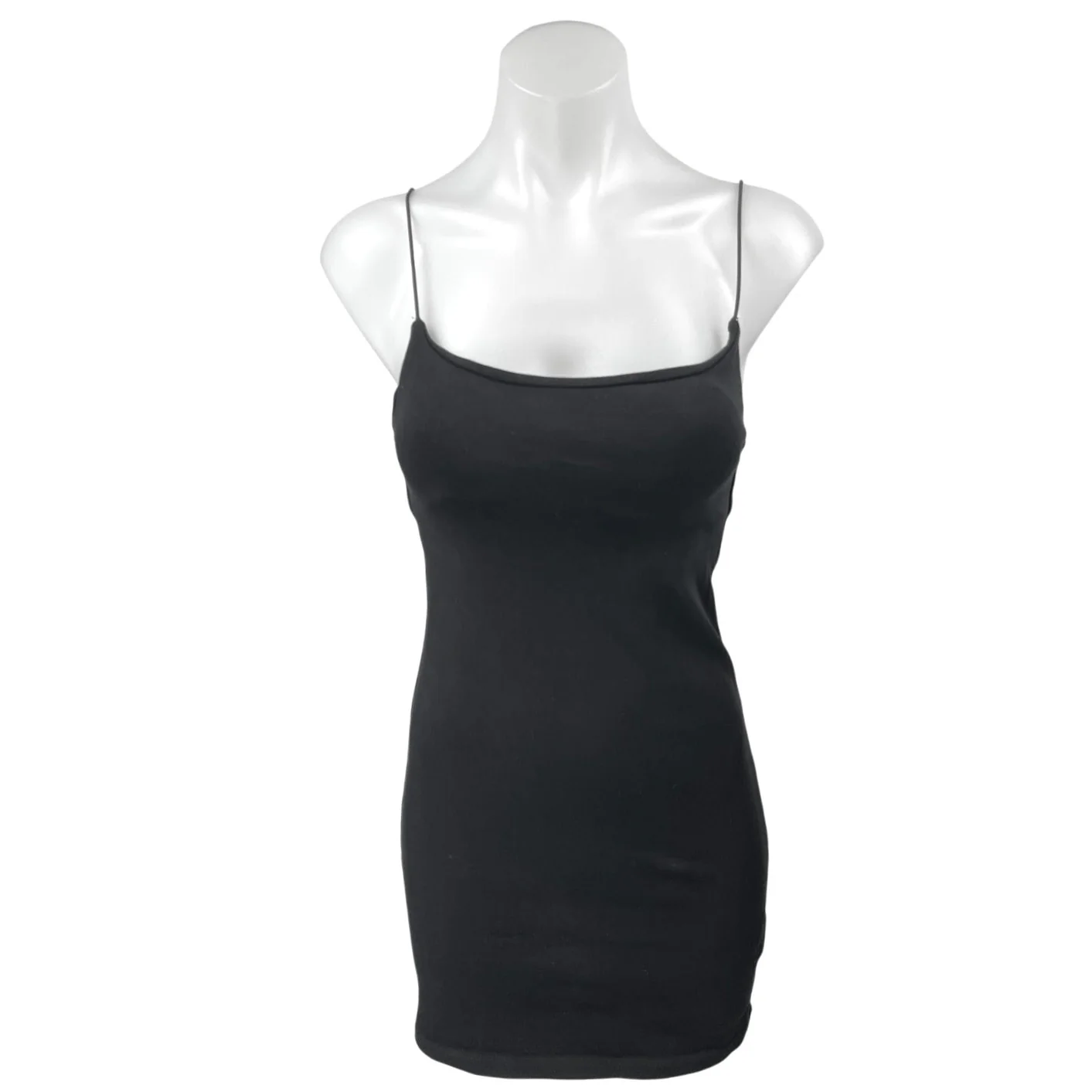 Zara Black Sleeveless Cami Camisole Stretch Slip Bodycon Mini Dress Size L