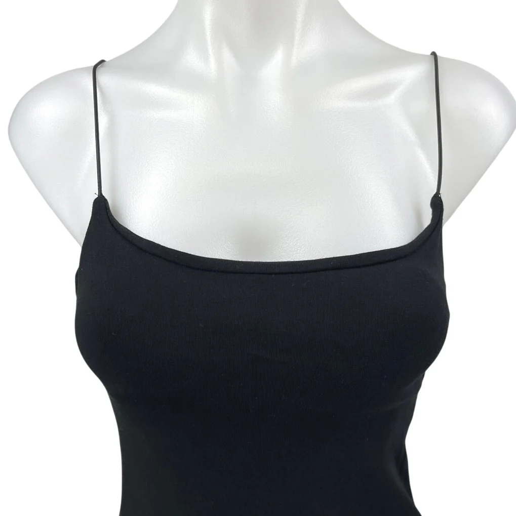 Zara Black Sleeveless Cami Camisole Stretch Slip Bodycon Mini Dress Size L - Image 3