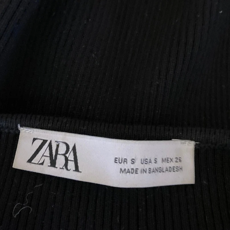 Zara Black Sleeveless Cross Strap Cami Camisole Tank Ribbed Knit Crop Top Size S - Image 3