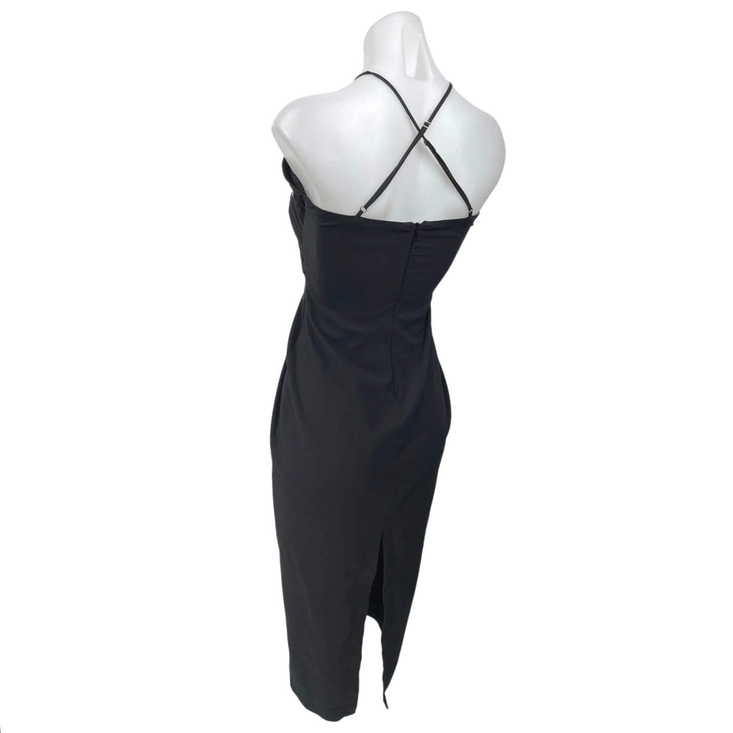 Zara Black Sleeveless Cutout Cami Camisole Midi Bodycon Sheath Tank Dress Size S - Image 2