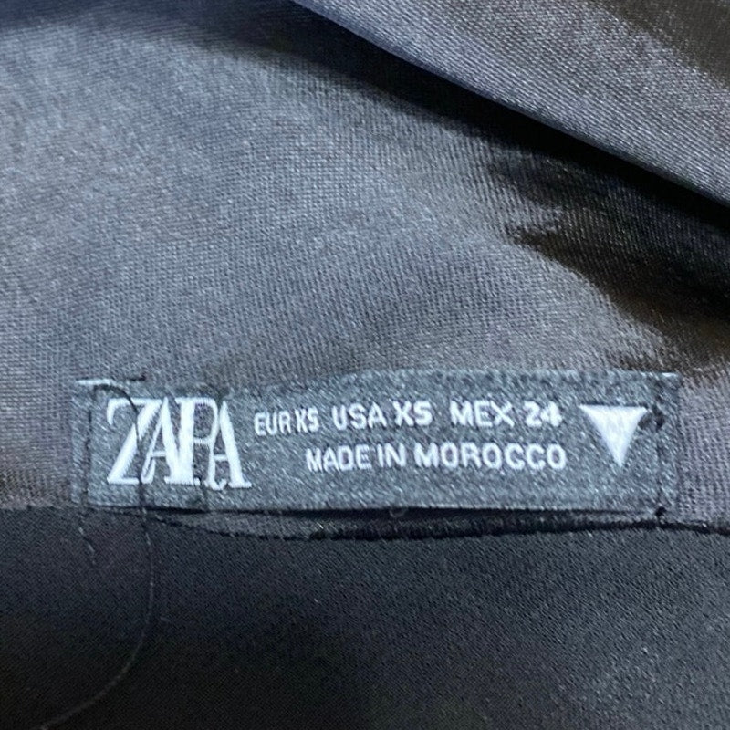 Zara Black Sleeveless Silk Satin Cowl Neck Cross Cami Tank Mini Slip Dress XS - Image 3