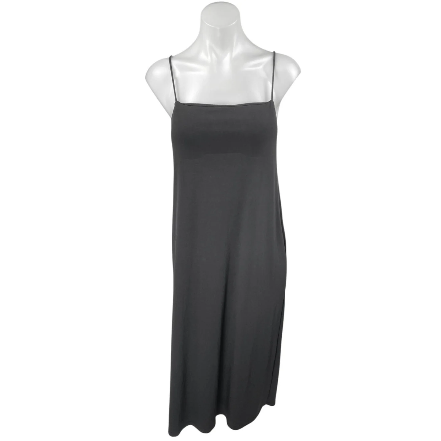 Zara Black Sleeveless Square Neck Cami Camisole Tank Midi Slip Dress Size S