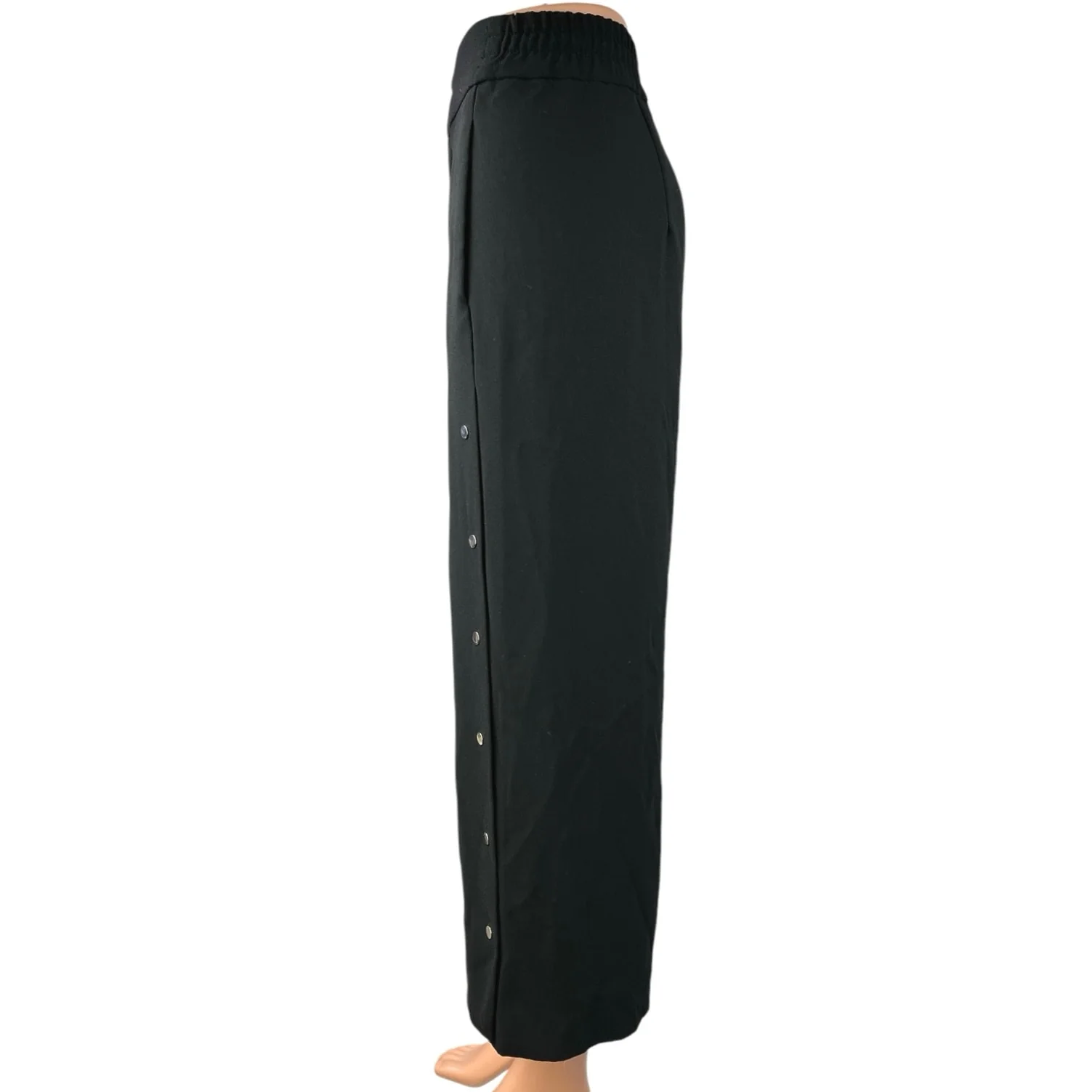 Zara Black Snap Off Buttons Wide Leg High Waist Parachute Trousers Pants Size XS - Image 2