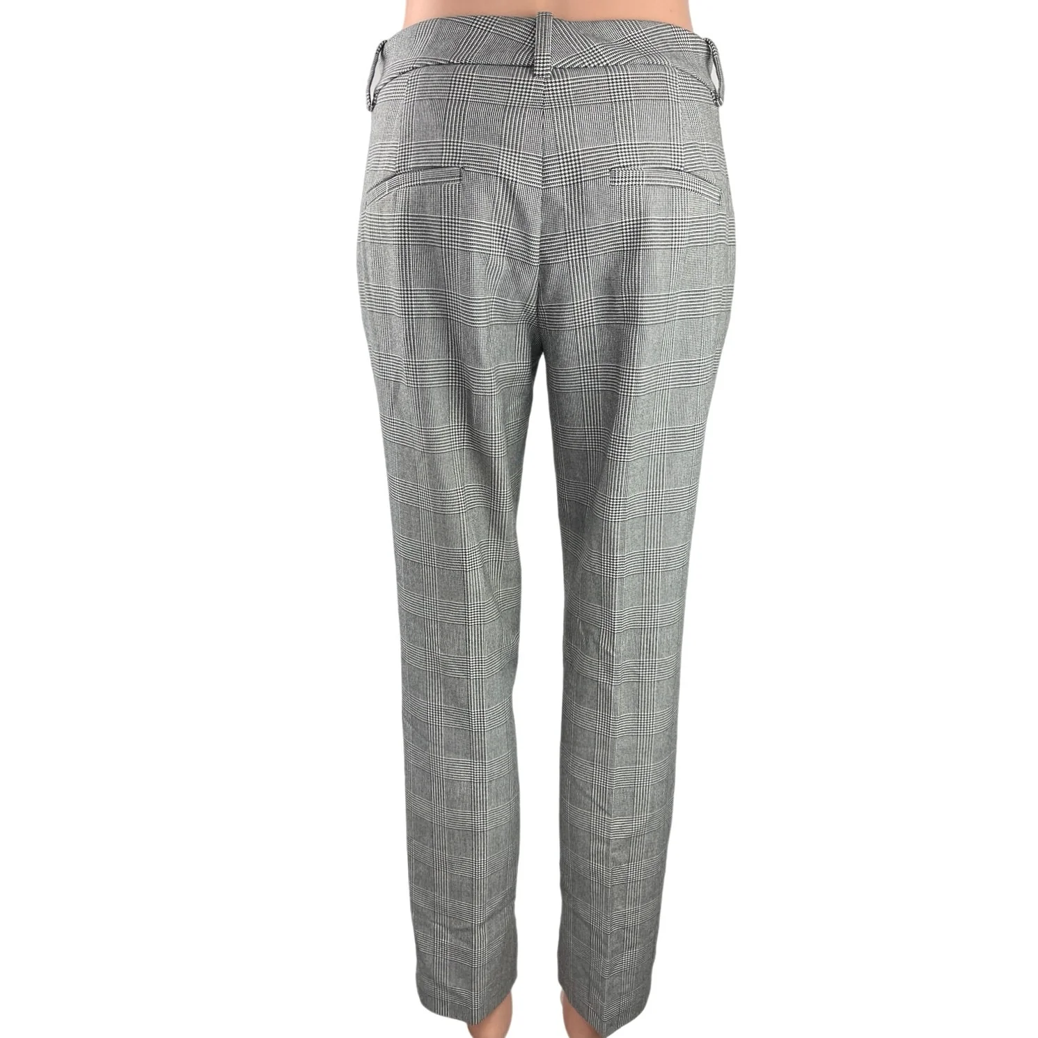 Zara Black White Gray Plaid Straight Leg Mid Rise Step Hem Crop Trousers Pants 2 - Image 3
