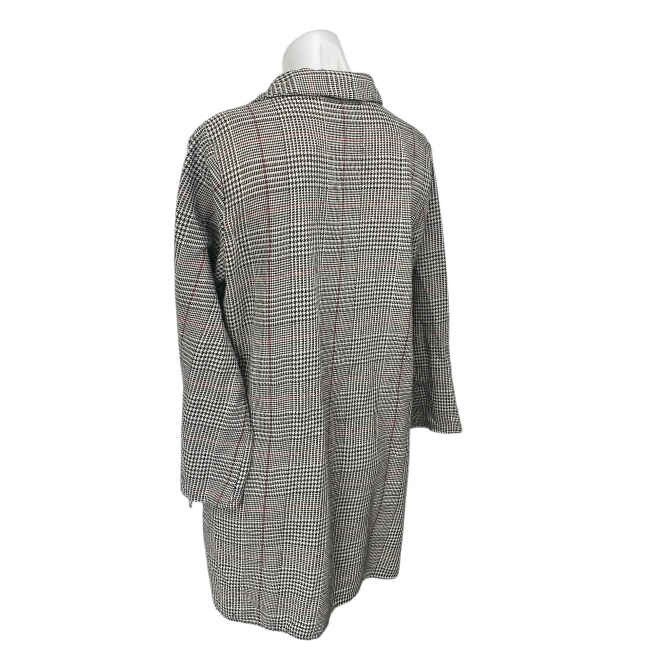 Zara Black White Houndstooth Plaid Collared Long Sleeve Shift Mini Dress Size 0 - Image 2
