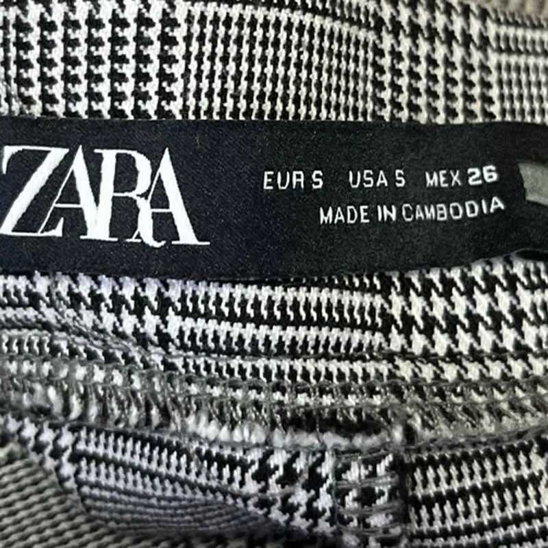 Zara Black White Plaid Checkered Skinny Slim Fit High Waist Trousers Pants Sz S - Image 4