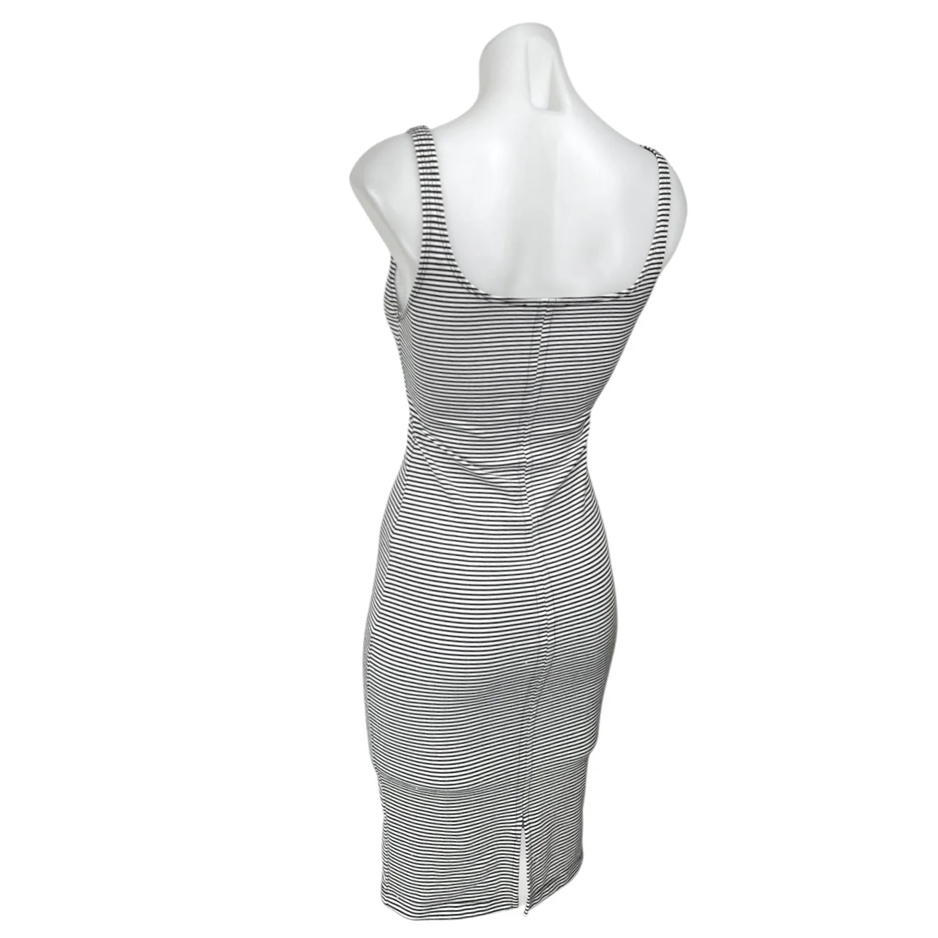 Zara Black White Striped Sleeveless Cami Camisole Midi Bodycon Tank Dress Size S - Image 4