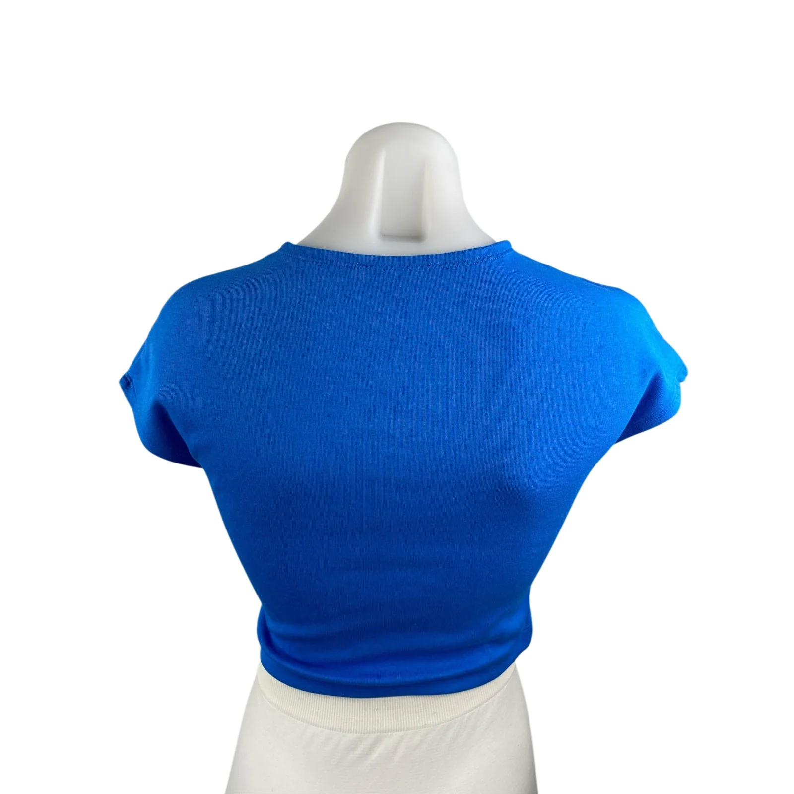 Zara Blue Crew Neck Short Sleeve Slim Fit Crop Baby Tee Basic T-Shirt Top Size L - Image 2