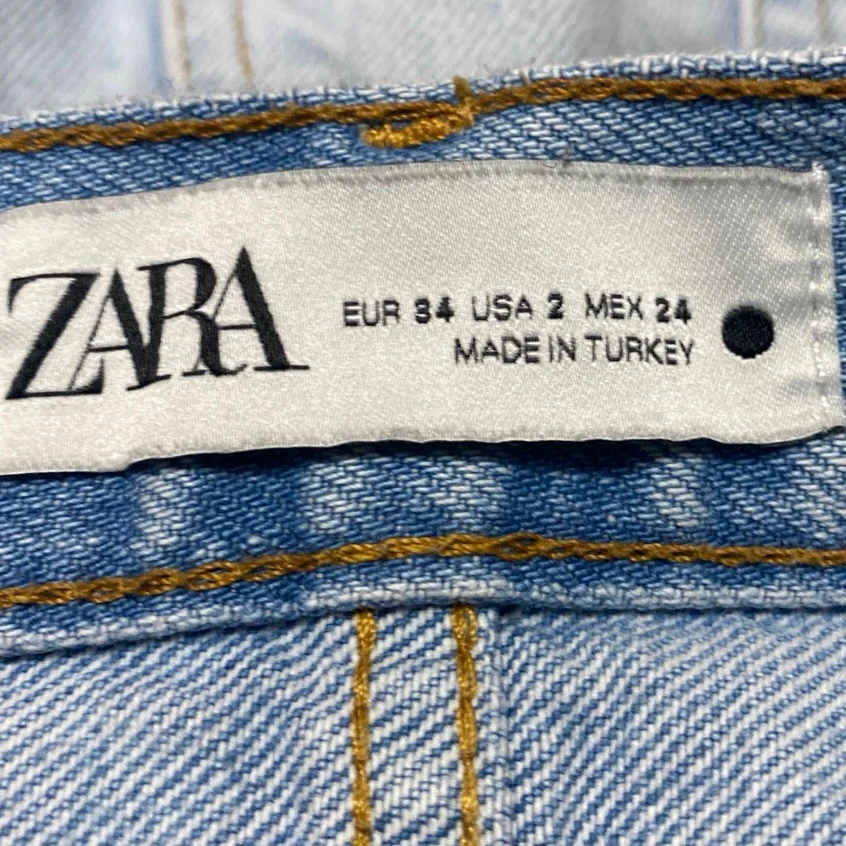 Zara Blue Light Wash High Rise Raw Hem Frayed Cut Off Denim Jean Shorts Size 2 - Image 4