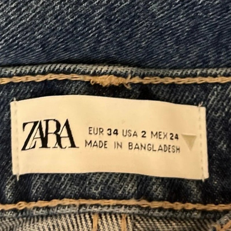 Zara Blue Medium Wash High Rise Ankle Faded Straight Leg Denim Jeans Size 2 - Image 4