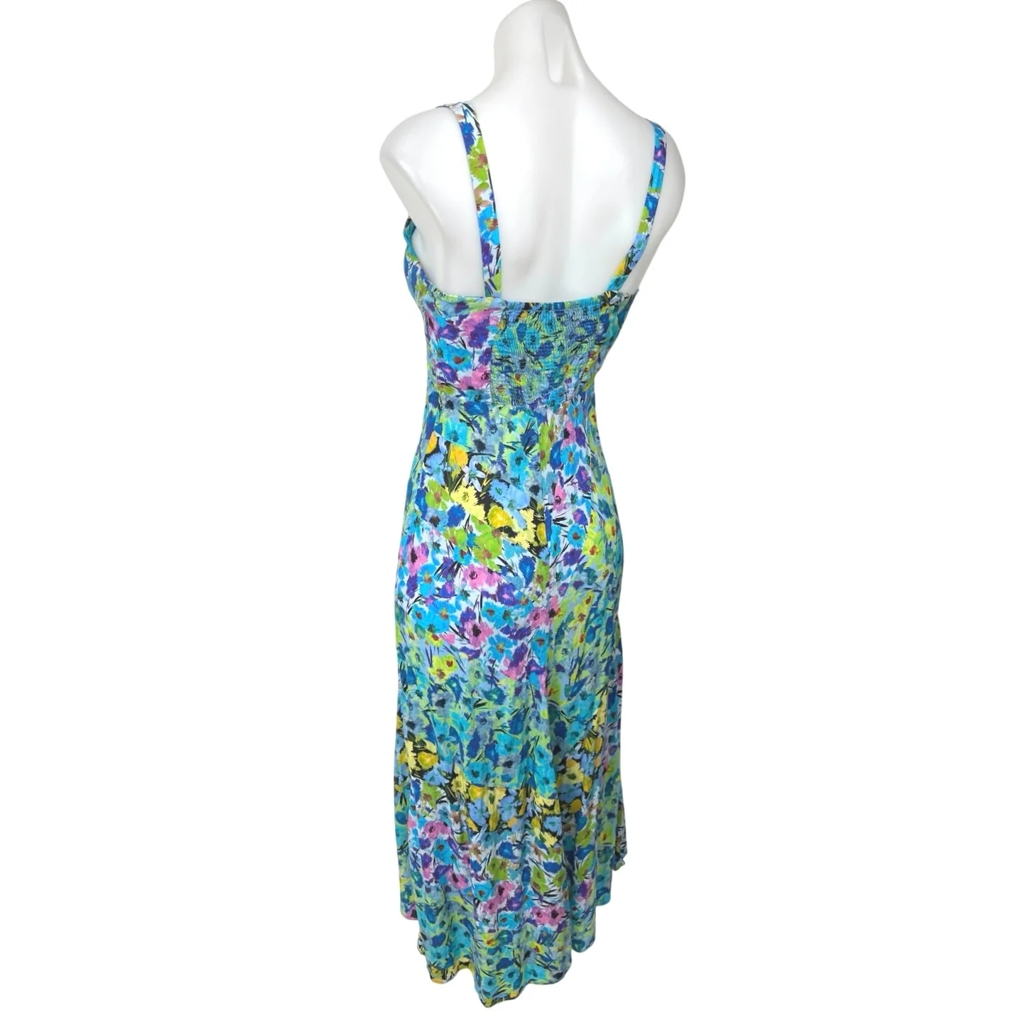 Zara Blue Multicolor Floral Sleeveless Cami Camisole Tank Sheath Midi Dress Sz S - Image 2