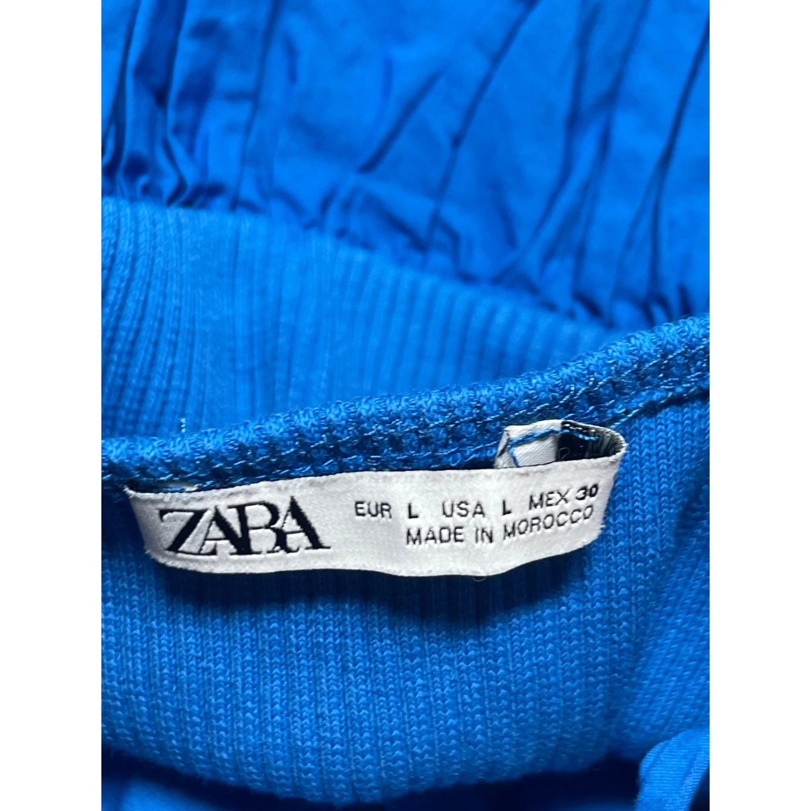 Zara Blue Sleeveless Ribbed Knit Square Neck Cami Camisole Tank Mini Dress Sz L - Image 3