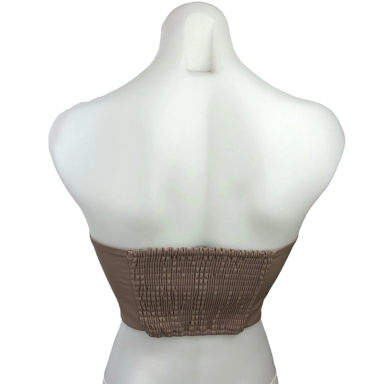 Zara Brown Faux Leather Sweetheart Neck Smocked Corset Bustier Crop Tube Top S - Image 2