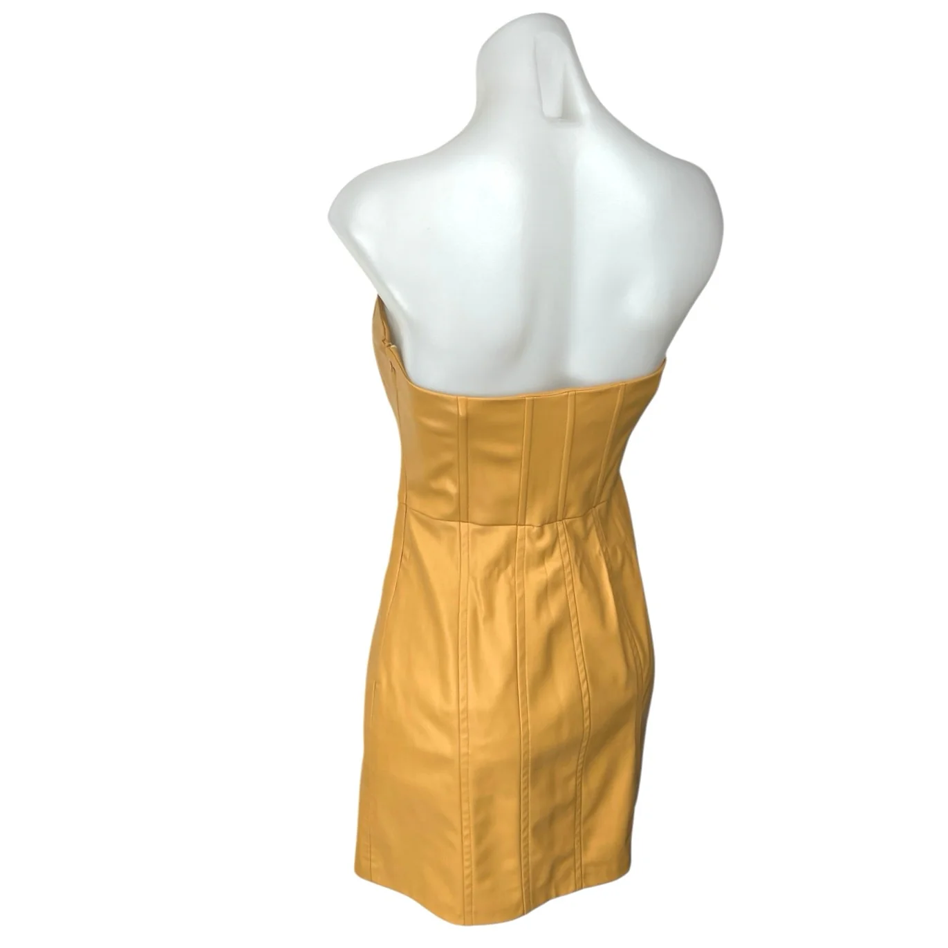 Zara Brown Faux Vegan Leather Sleeveless Strapless Mini Corset Tank Tube Dress S - Image 2