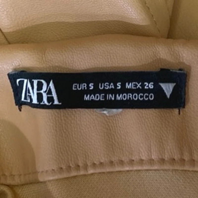 Zara Brown Faux Vegan Leather Sleeveless Strapless Mini Corset Tank Tube Dress S - Image 4