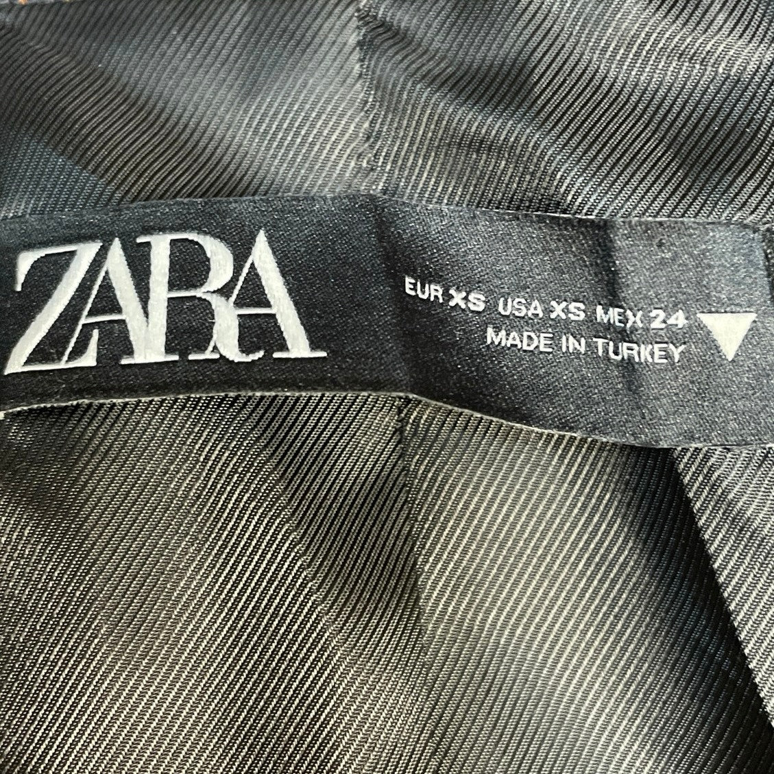 Zara Brown Gingham Plaid Cropped Tailored Notch Pocket Blazer Coat Jacket Sz XS - Image 4