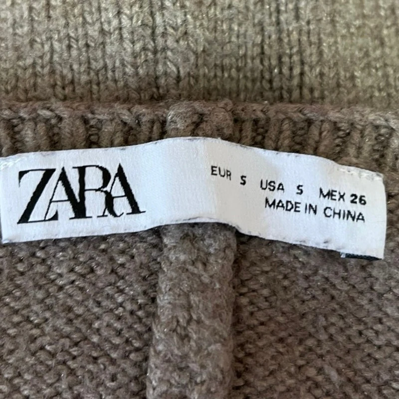 Zara Brown Knit Scoop Neck Stretch Sleeveless Pullover Crop Tank Top Size S - Image 3