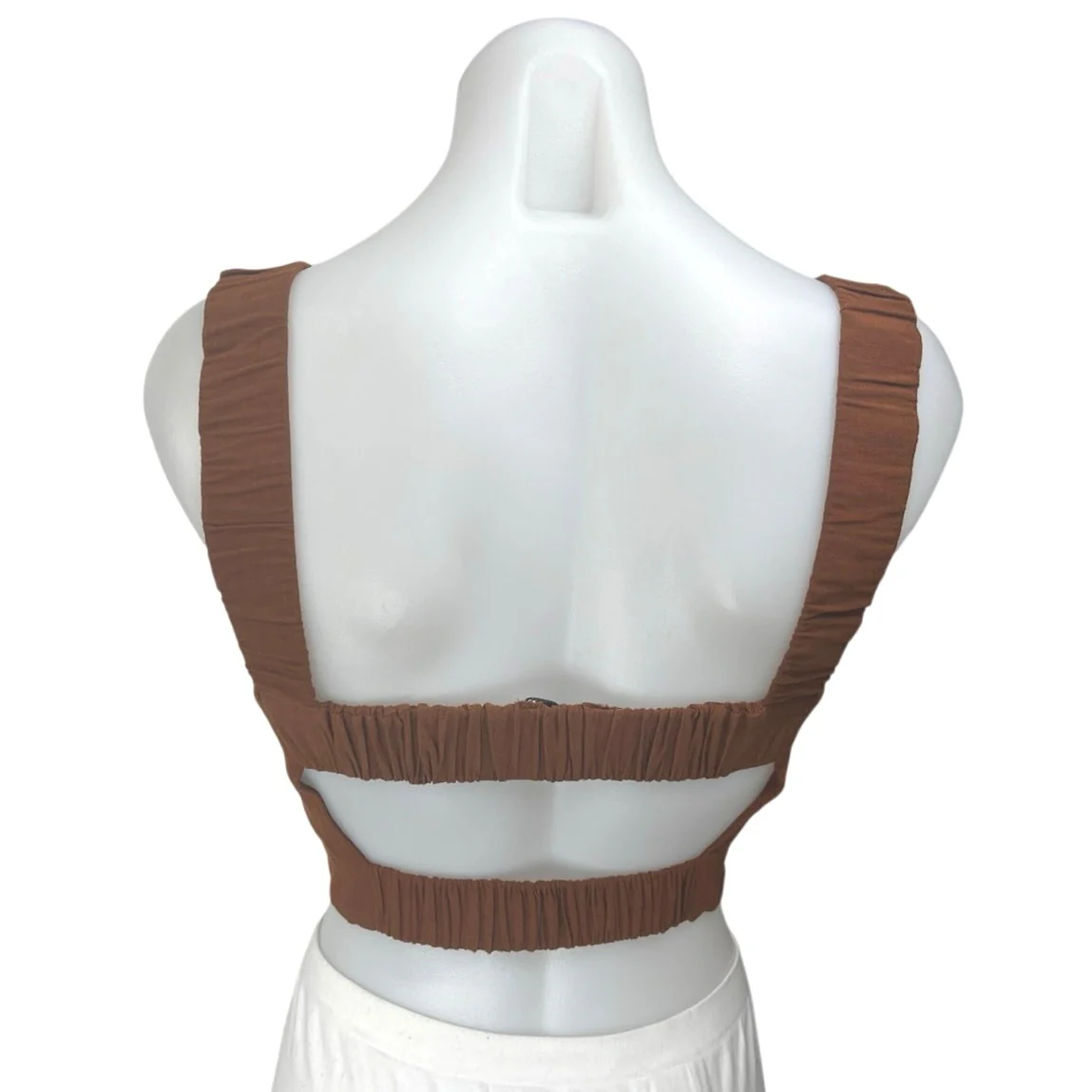 Zara Brown Linen Sleeveless Square Neck Cami Camisole Crop Tank Top Size XS - Image 2