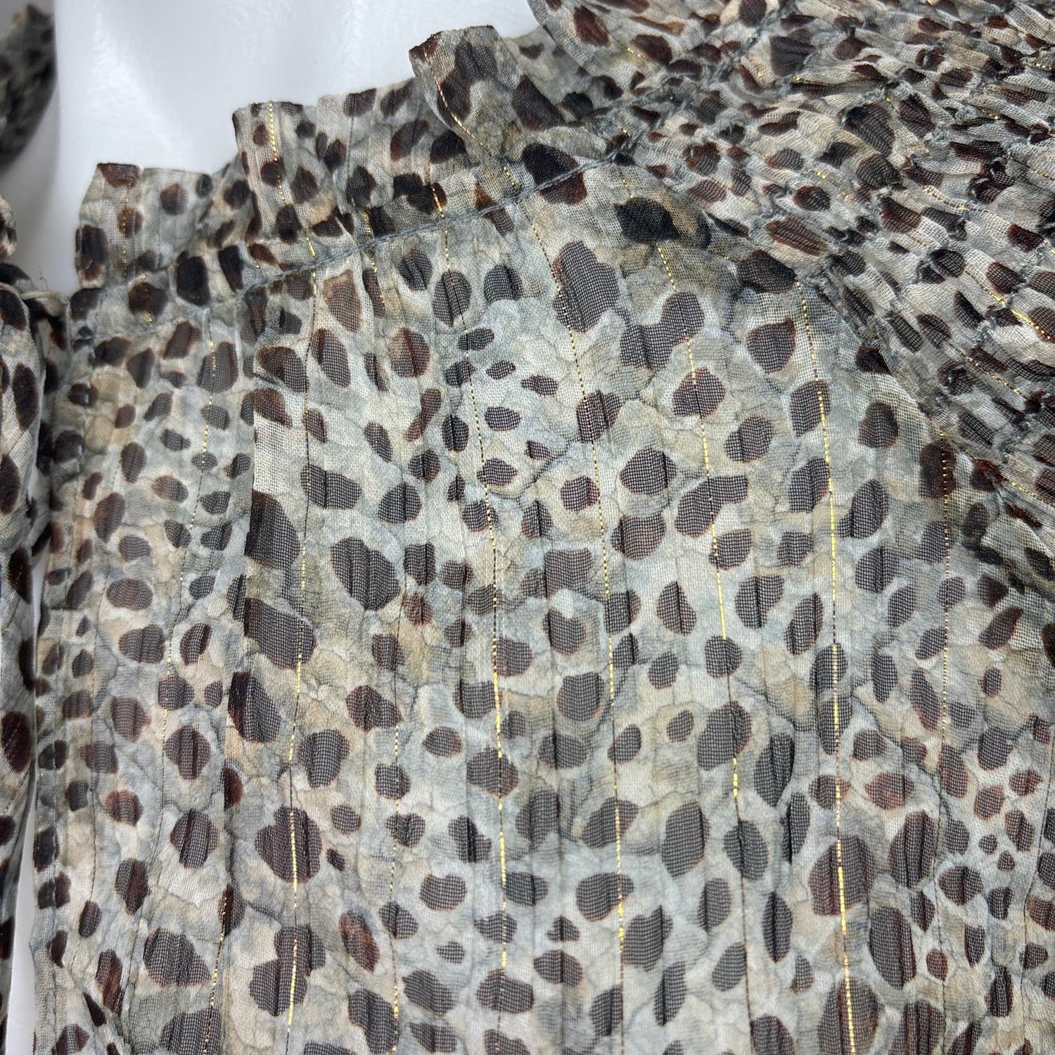 Zara Brown Tan Leopard Animal Print Front Keyhole Ruffle Tiered Mini Dress Sz XS - Image 5