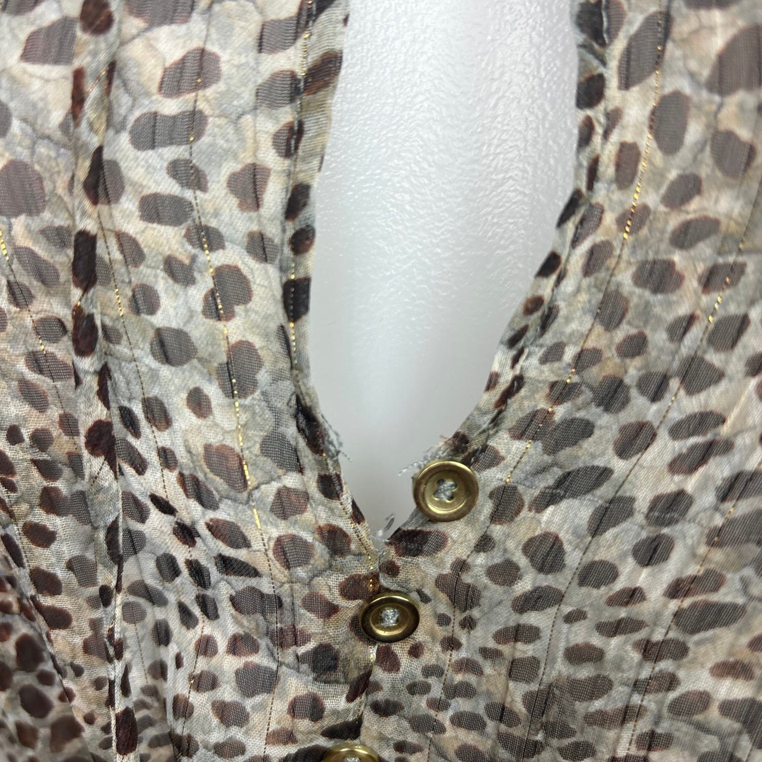 Zara Brown Tan Leopard Animal Print Front Keyhole Ruffle Tiered Mini Dress Sz XS - Image 7