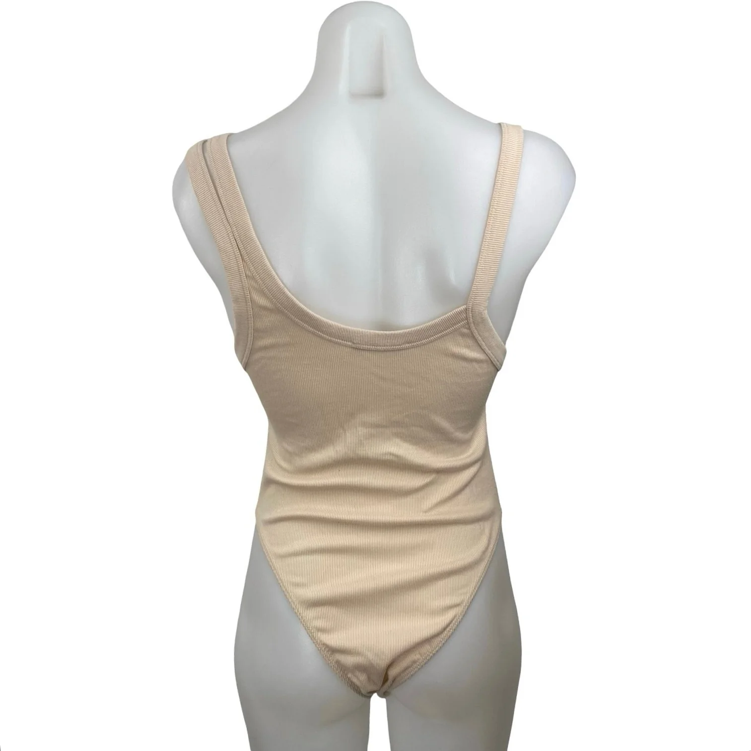 Zara Cream Beige Ribbed Knit Scoop Neck Sleeveless Cami Tank Bodysuit Top Size M - Image 4