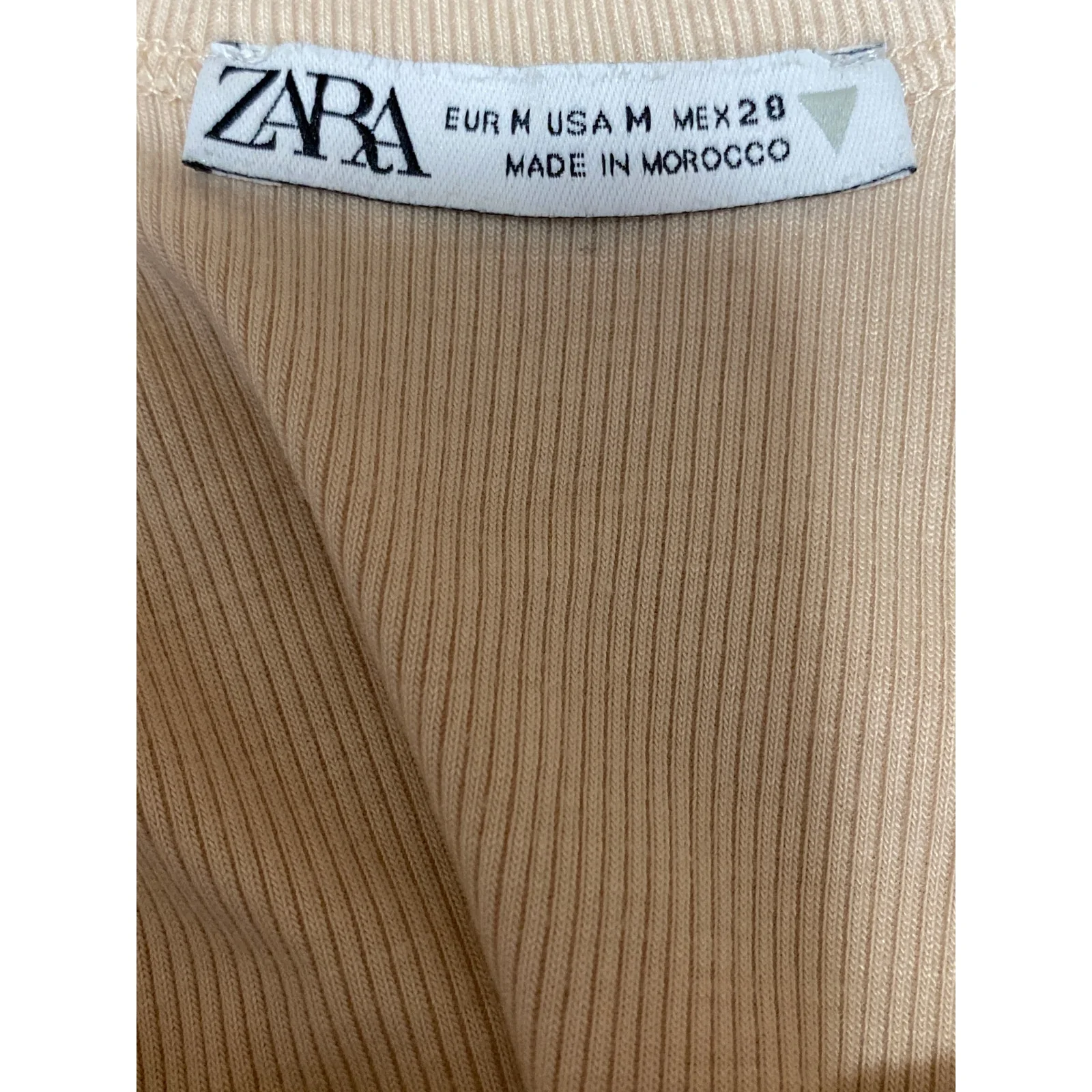 Zara Cream Beige Ribbed Knit Scoop Neck Sleeveless Cami Tank Bodysuit Top Size M - Image 5