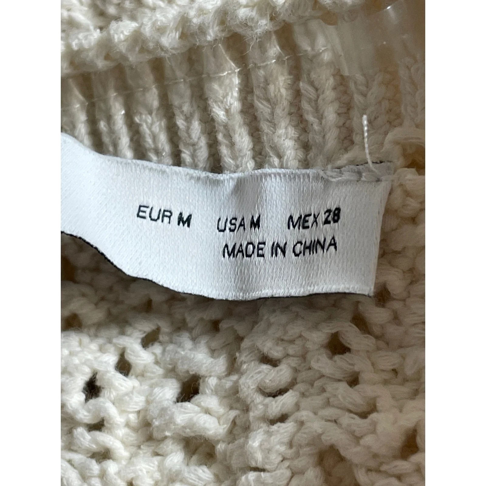 Zara Cream Crochet Knit Strapless Twist Front Slit Midi Bodycon Dress Size M - Image 6