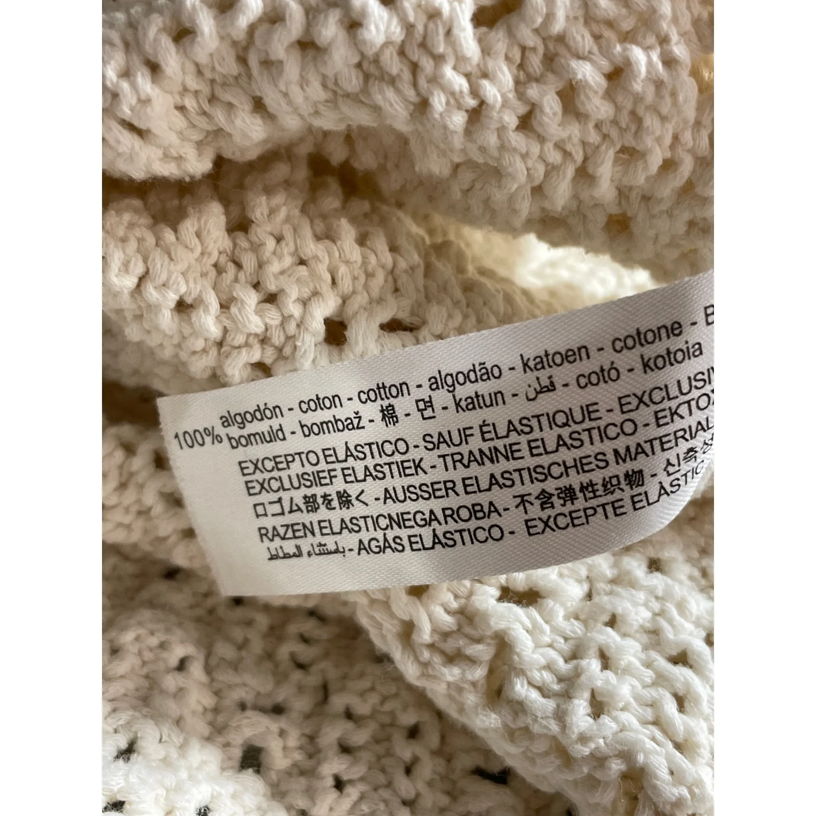 Zara Cream Crochet Knit Strapless Twist Front Slit Midi Bodycon Dress Size M - Image 7