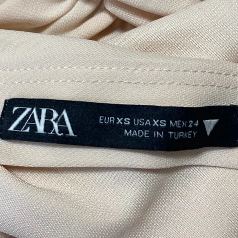 Zara Cream One Shoulder Sleeveless Ruched Stretch Drapey Blouse Top Size XS - Image 3