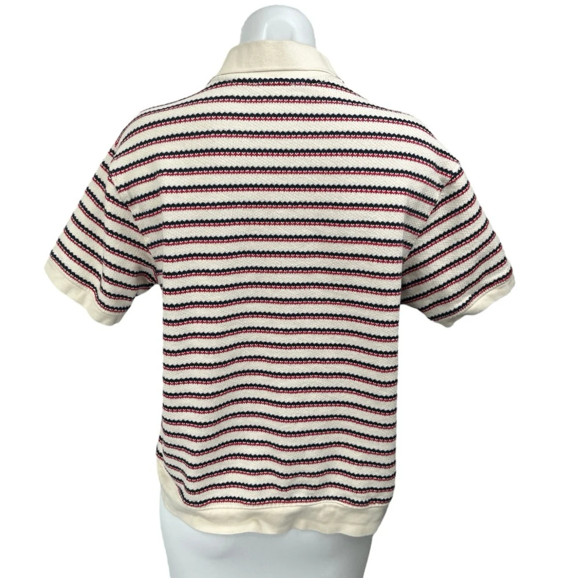 Zara Cream Red Knit Collared Short Sleeve Polo Pullover Sweater Top Size M - Image 2
