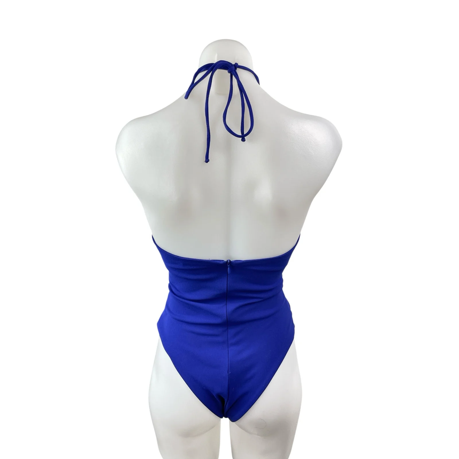 Zara Frill Floral Blue Sleeveless Halter Neck One Piece Bodysuit Swimwear Sz XS - Image 4