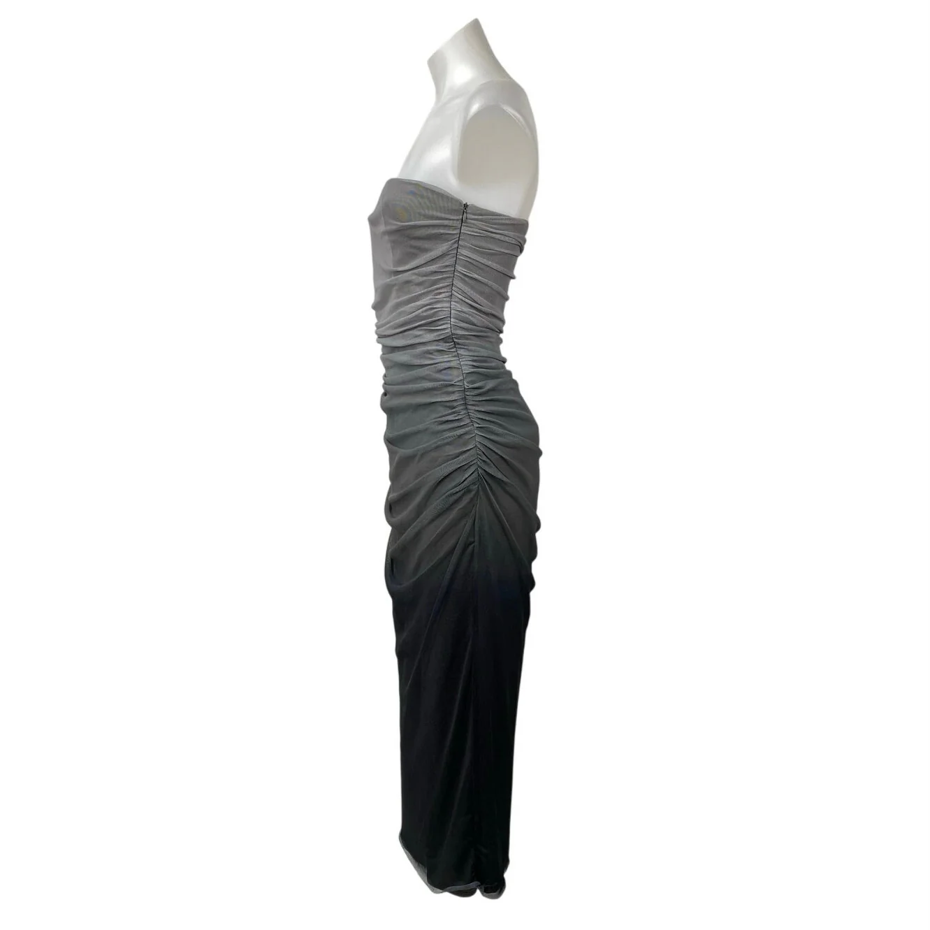 Zara Gray Black Ombre Strapless Tube Bandeau Sleeveless Drape Midi Dress Size L - Image 2