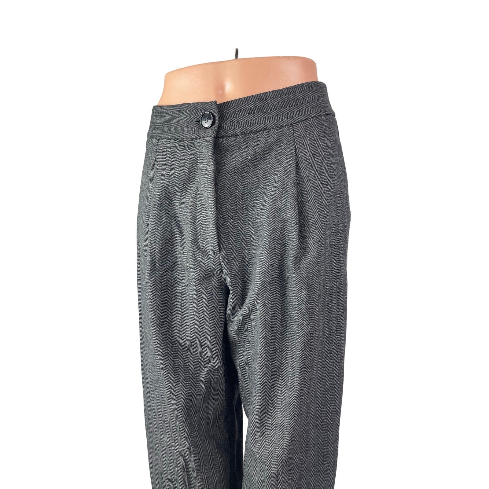Zara Gray Chevron High Waisted Carrot Barrel Tapered Trousers Dress Pants Sz S - Image 2