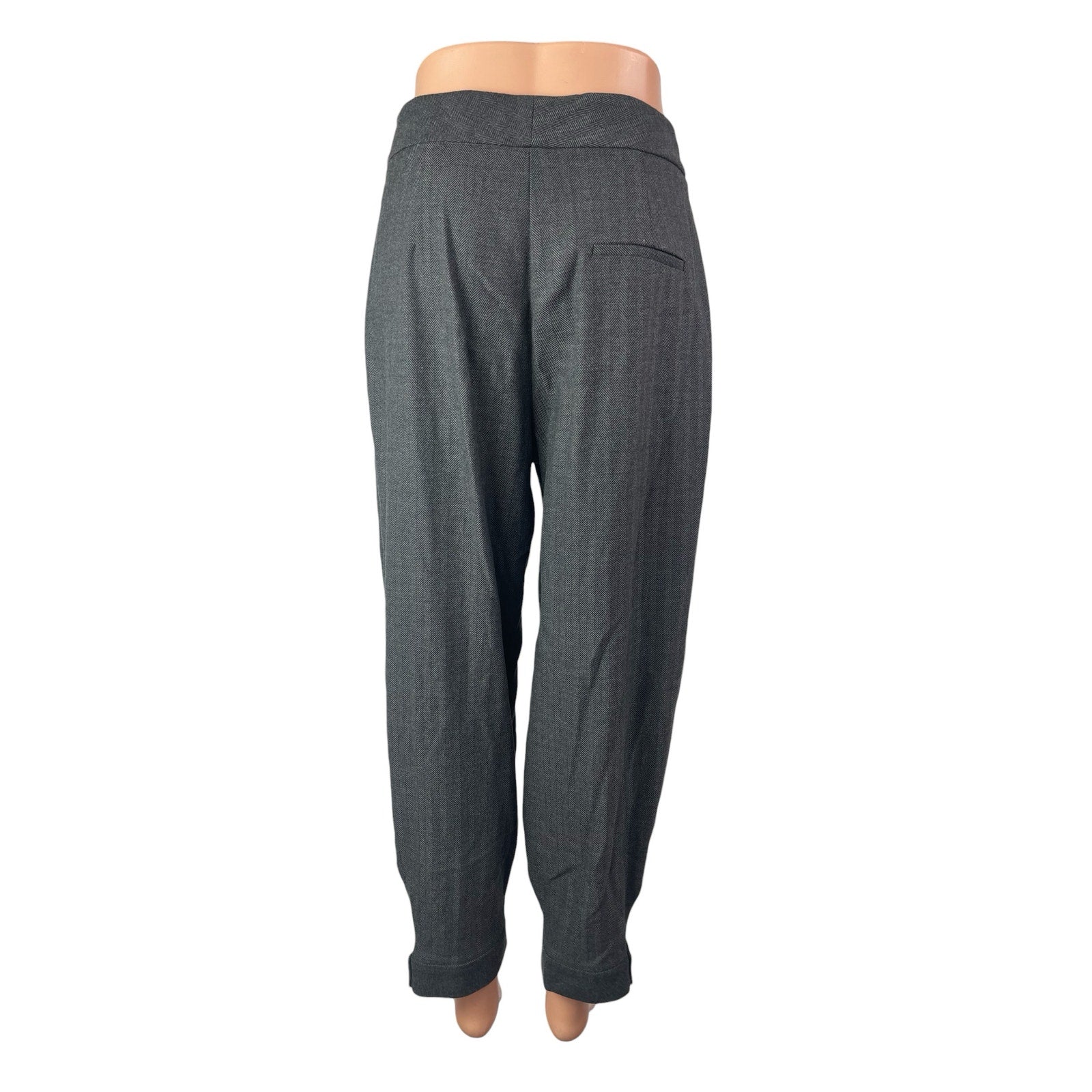 Zara Gray Chevron High Waisted Carrot Barrel Tapered Trousers Dress Pants Sz S - Image 4