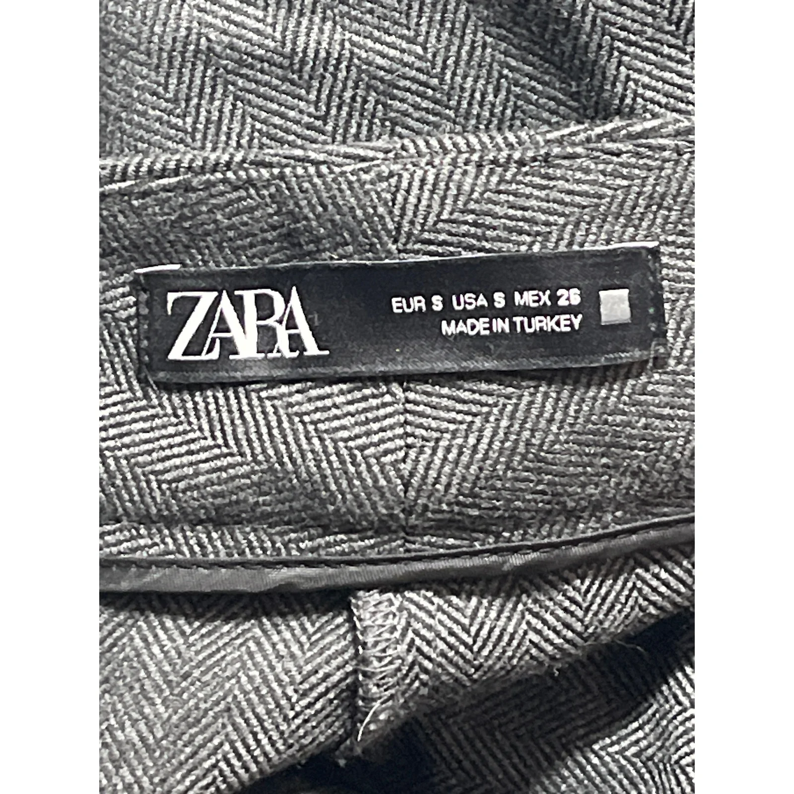 Zara Gray Chevron High Waisted Carrot Barrel Tapered Trousers Dress Pants Sz S - Image 5