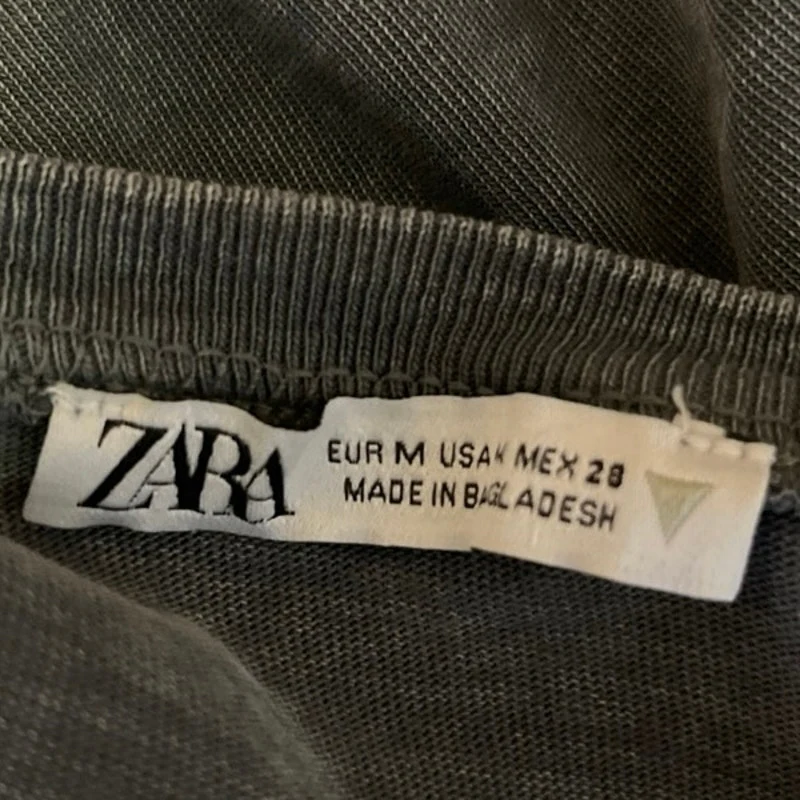 Zara Gray Drop Shoulder Crew Neck Casual Pullover Basic T Shirt Tee Top Size M - Image 3