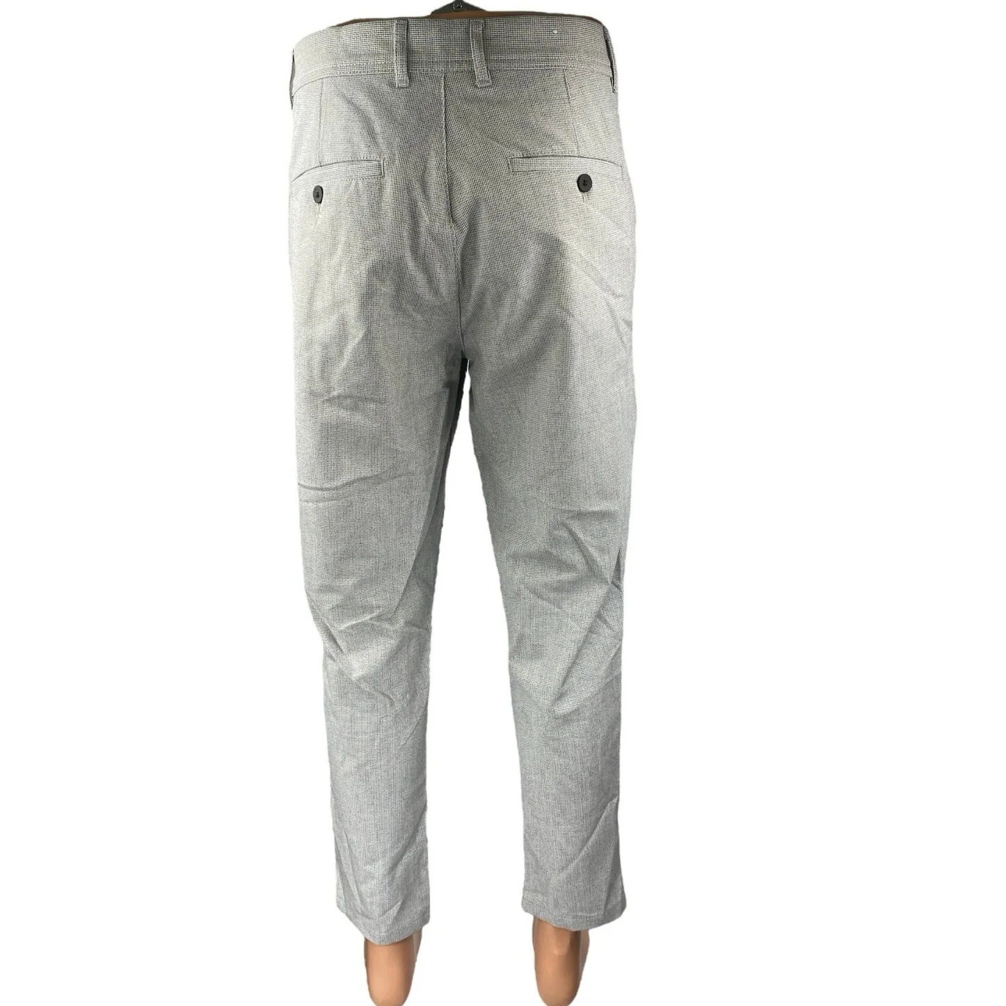 Zara Gray Houndstooth High Rise Straight Tapered Chino Khaki Trouser Pants Sz 34 - Image 3