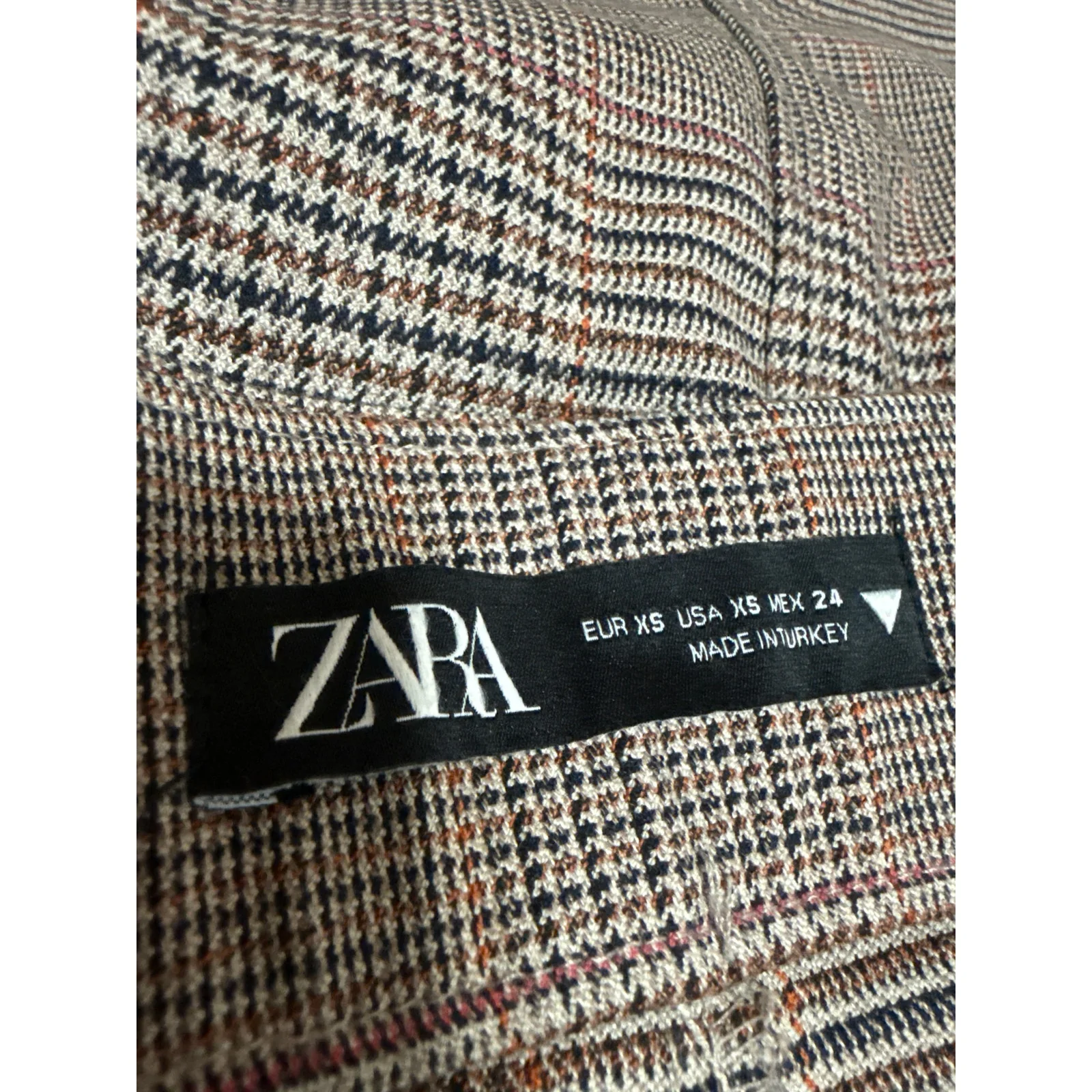 Zara Gray Houndstooth Plaid High Waist Pleated Zip A Line Mini Skirt Size XS - Image 4